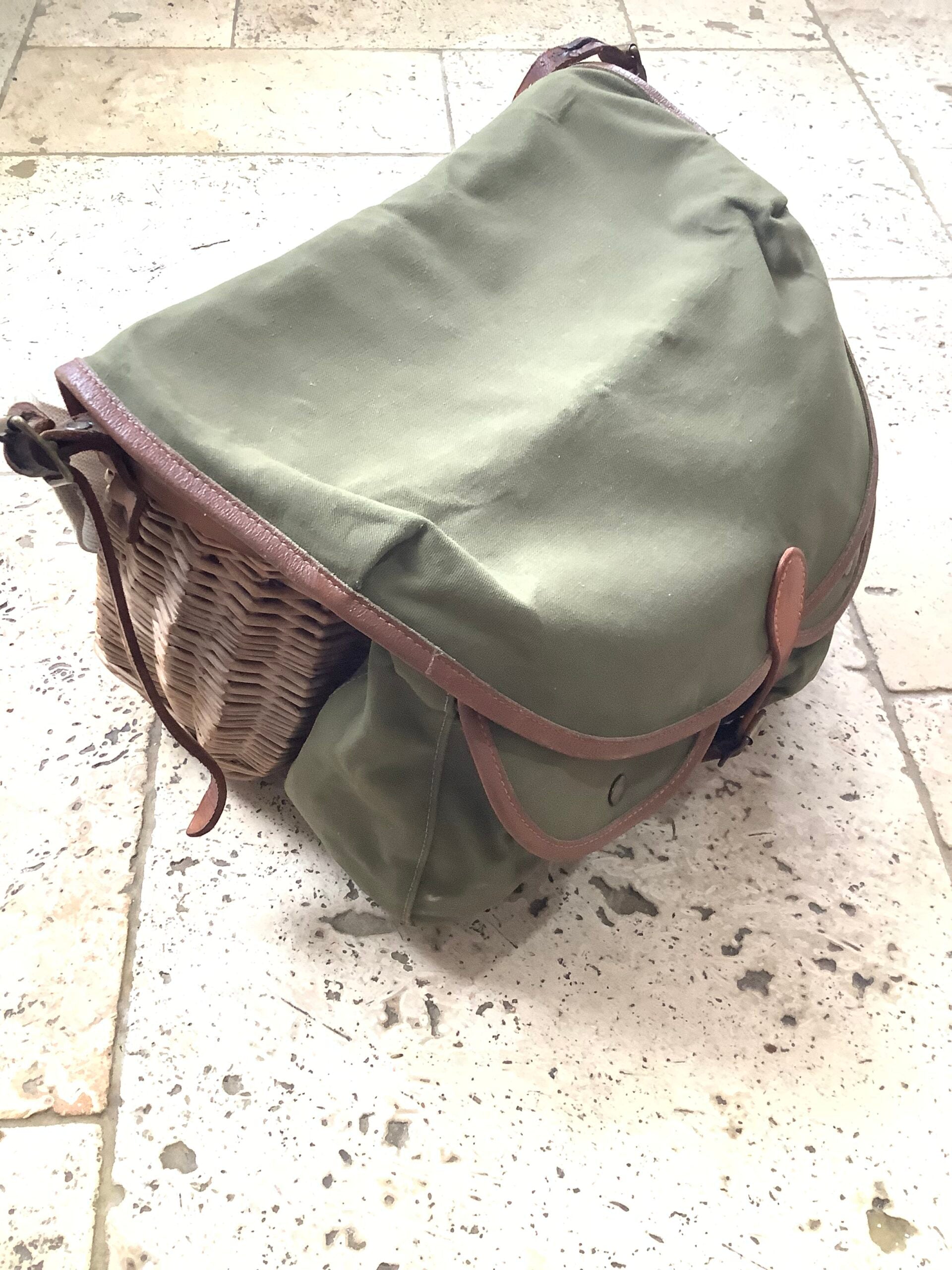 Vintage BRADY CONWAY Fisherman’s Creel/Hold-all in rare GREEN Canvas