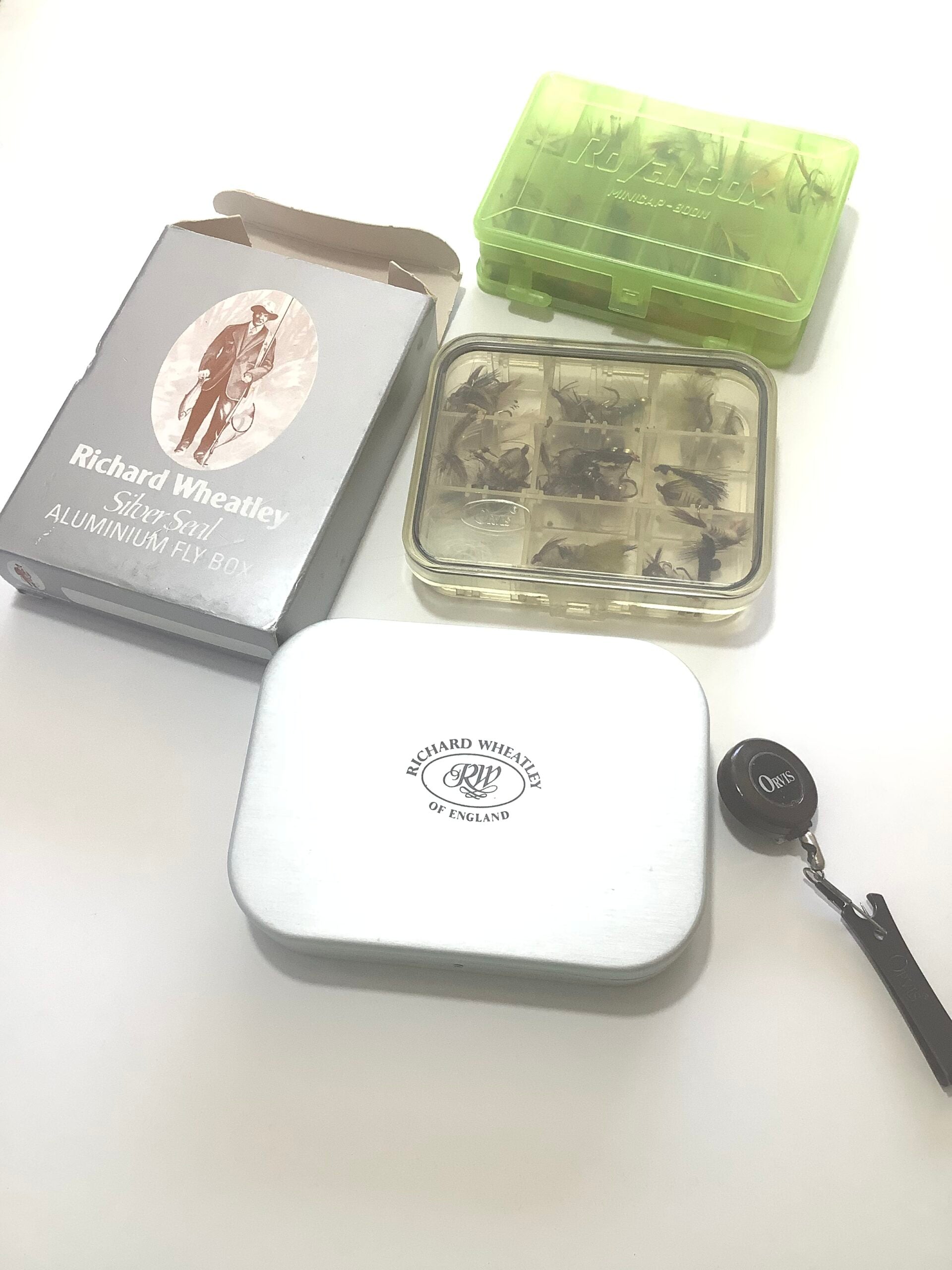 A Selection of Fly Boxes Flies, ORVIS, WHEATLEY ETC..