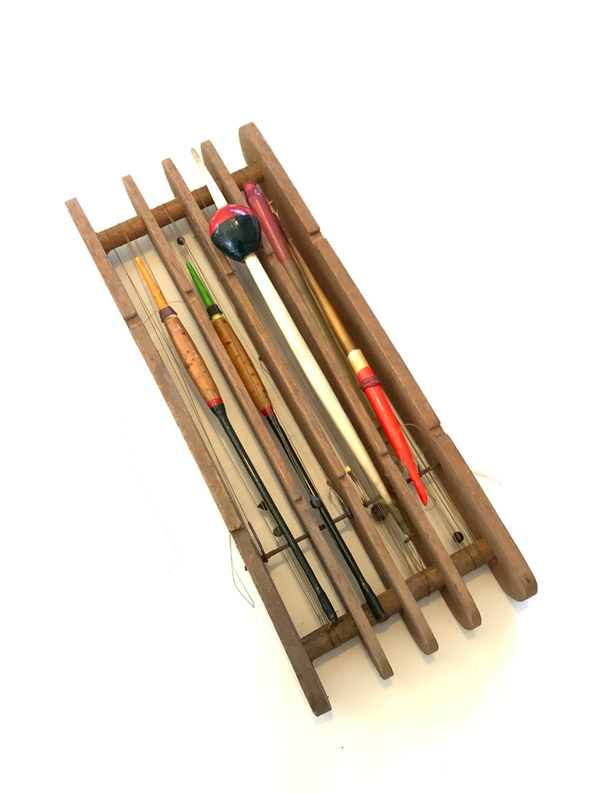 Antique wood line winder with floats