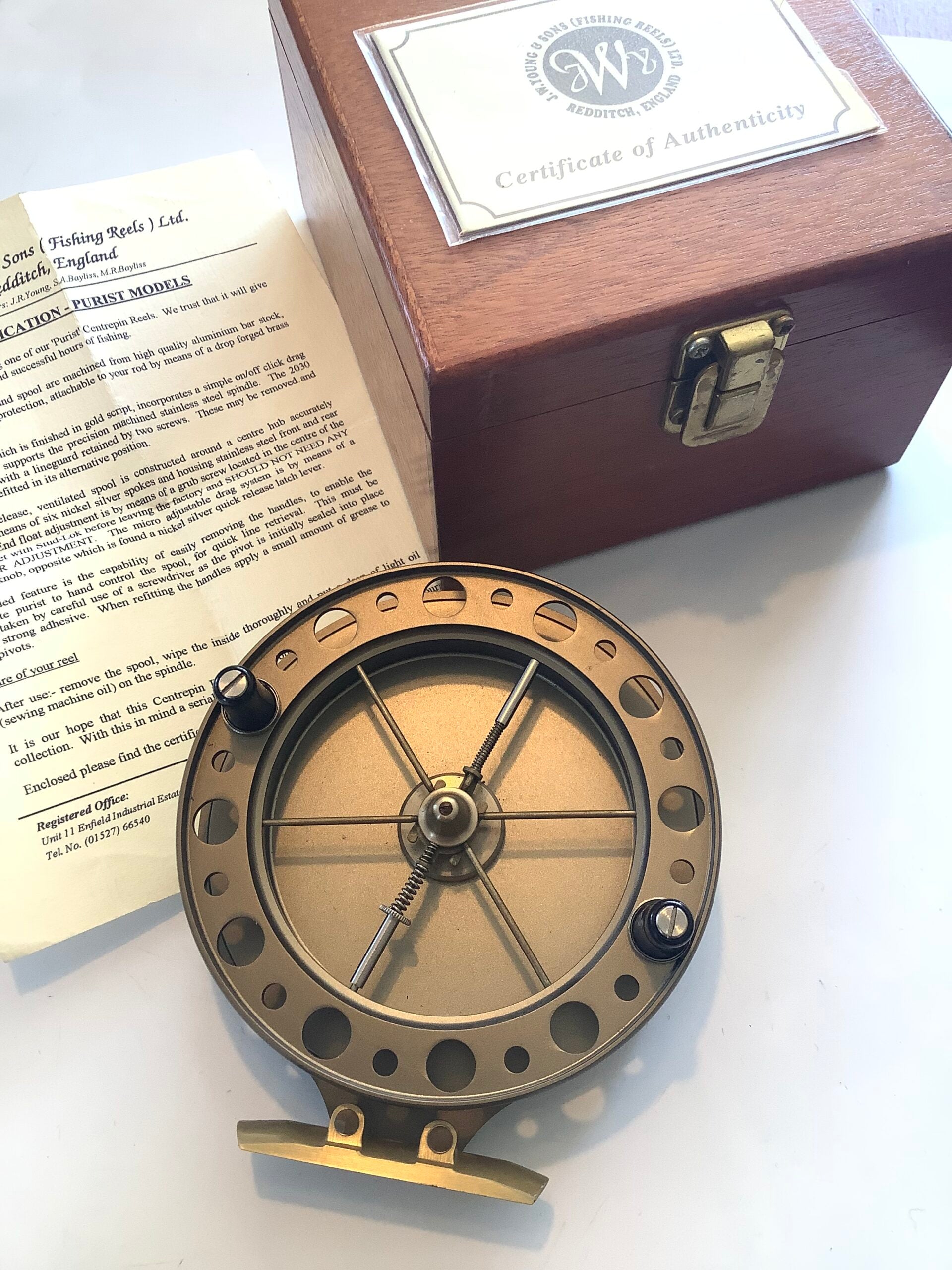 Mint unused J.W Young Purist 2040 Centrepin Reel Made in 1995