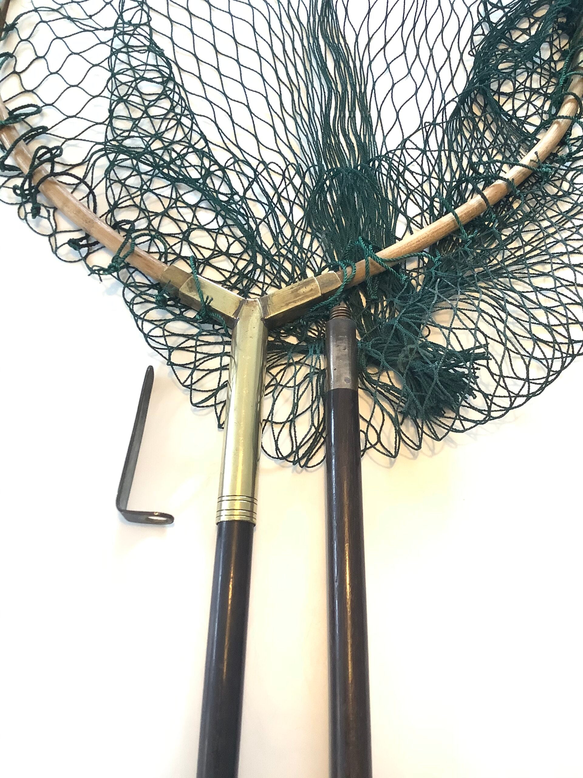 antique long handle fishing net Antique Ebony Handle and brass folding Landing net – Antique & Vintage Fishing Tackle