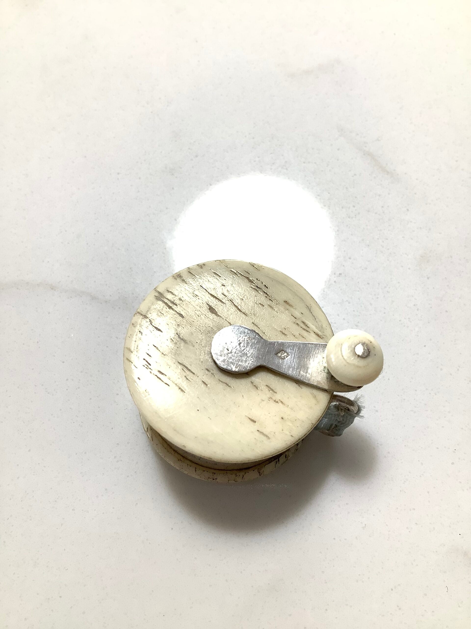 Antique VICTORIAN Quality KITE Stamp Bone Silver Fishing Reel Tape Measure