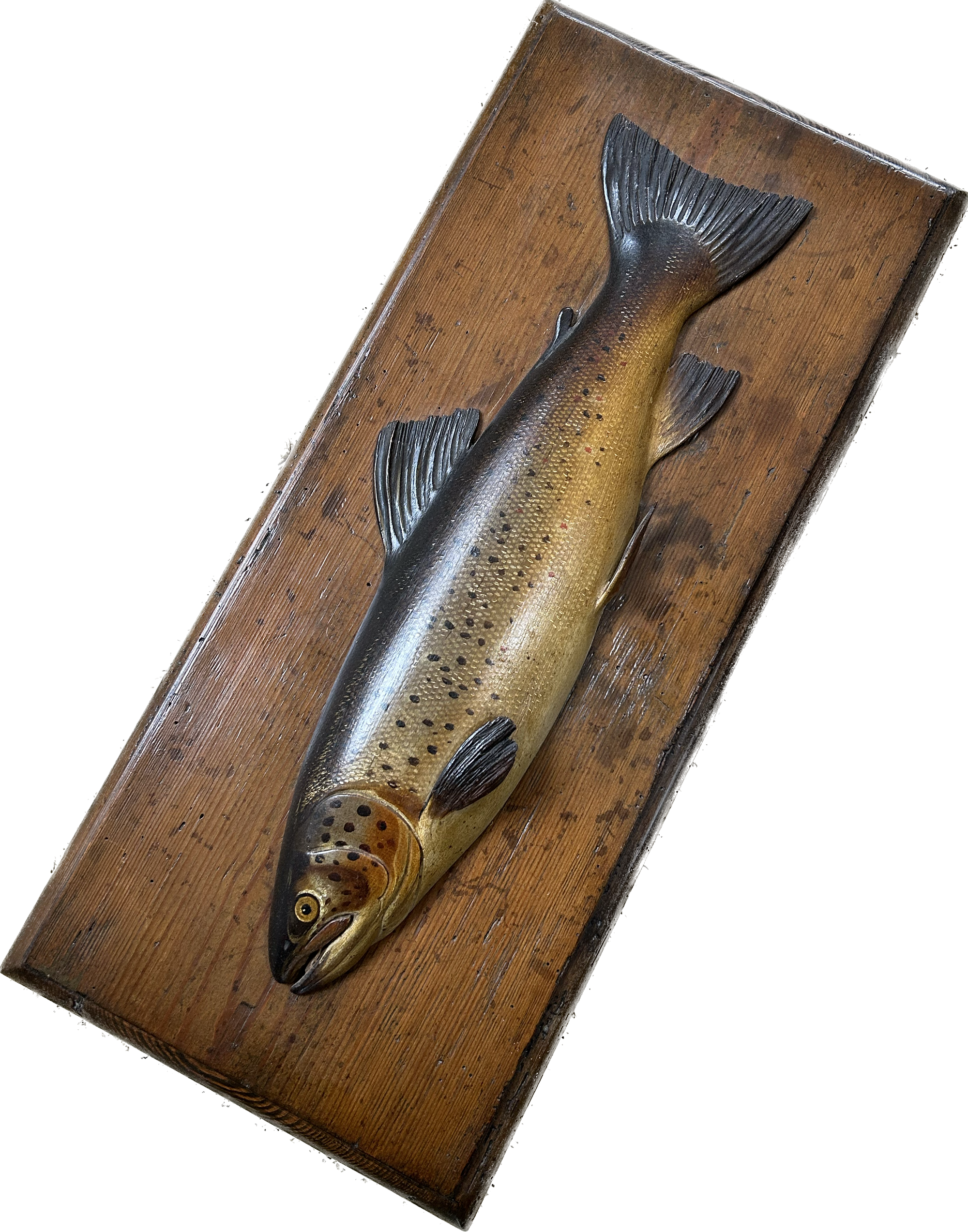 Rare Antique FOCHABERS Studio Hand Carved/painted Brown Trout circa 1900