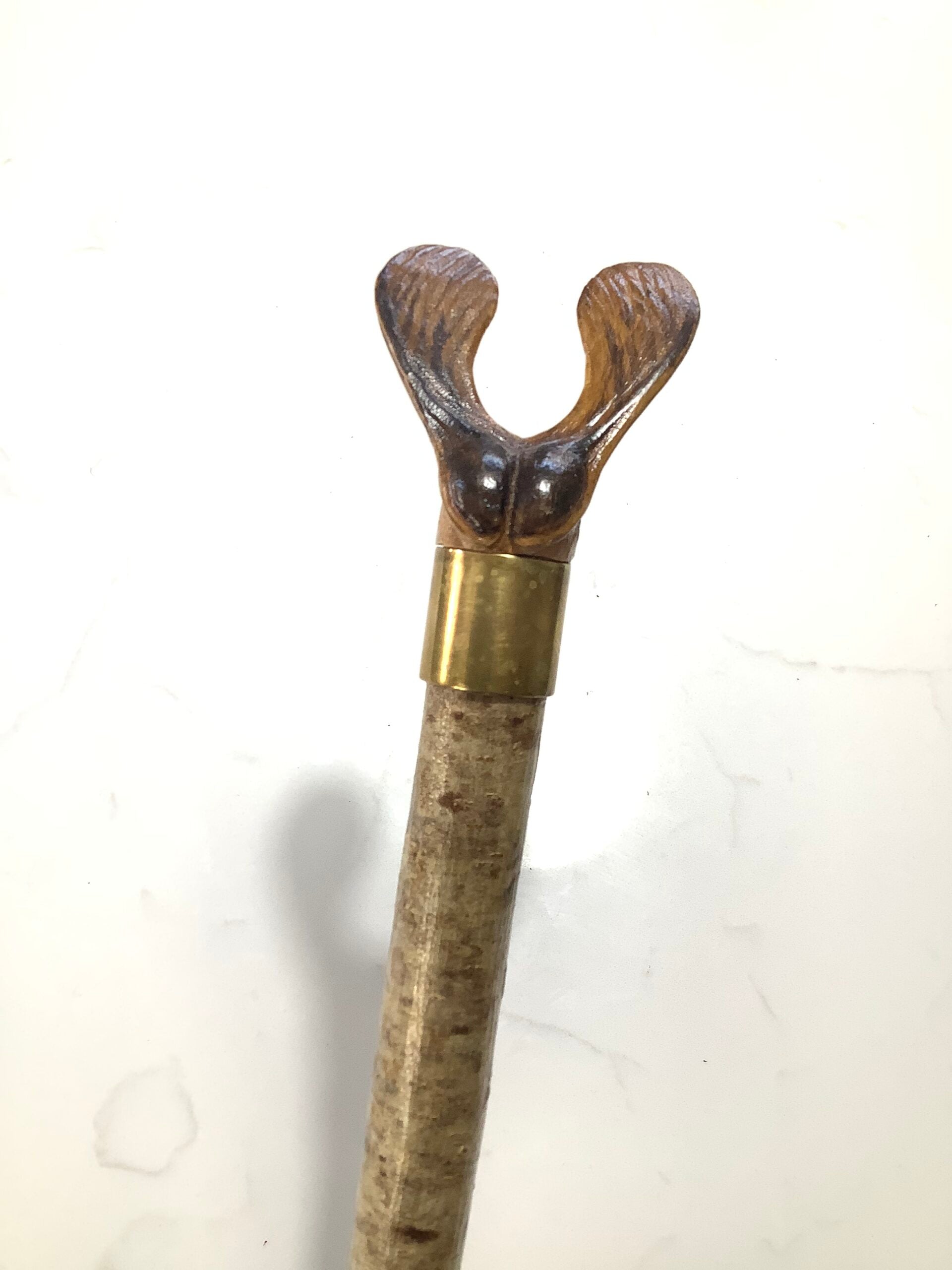 Roger Brooke’s Hand Crafted Carved Sycamore Seed Thumb Walking/Shooting Stick