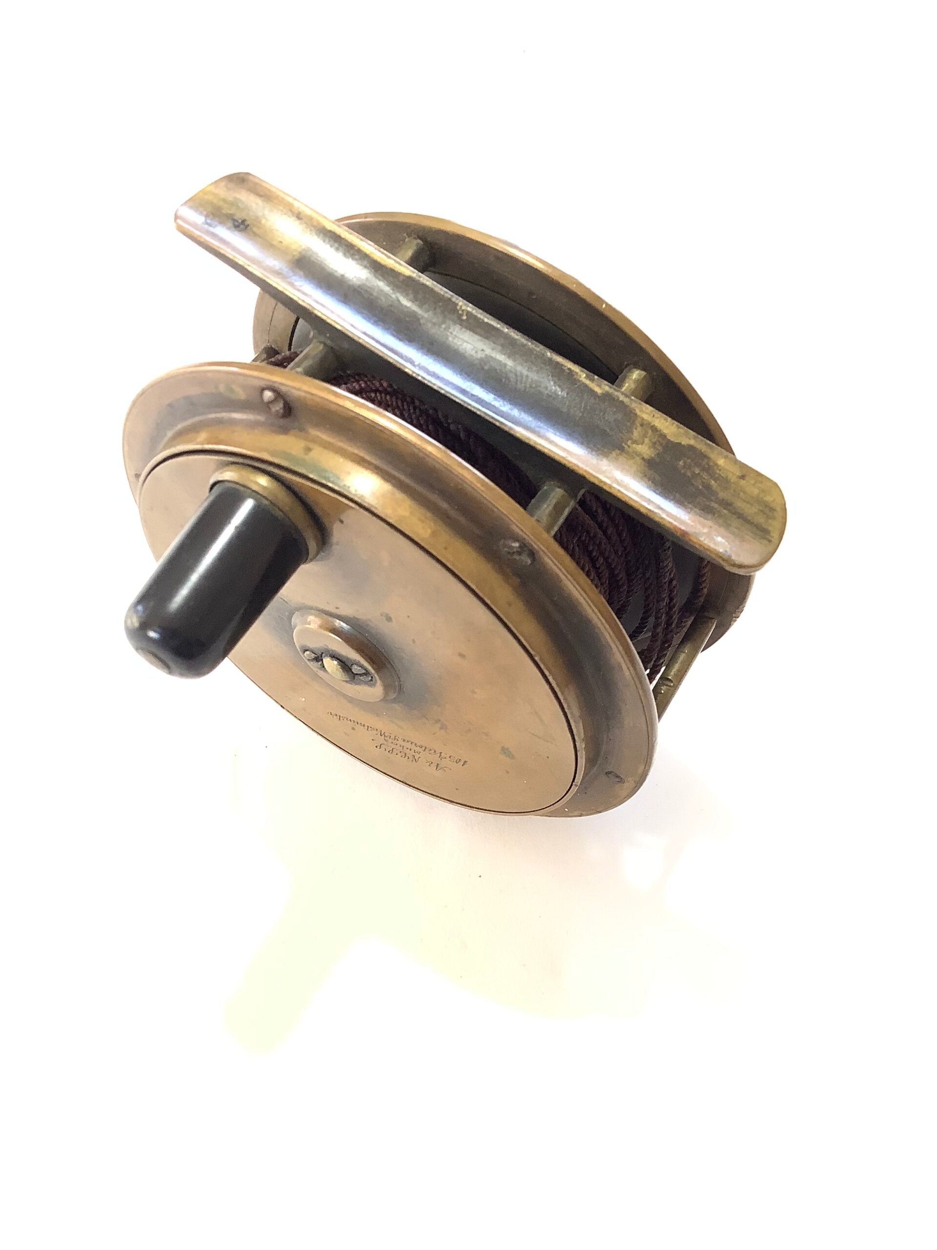 Antique HERCULES BRASS SALMON FLY REEL By LONDON MAKER Army Navy