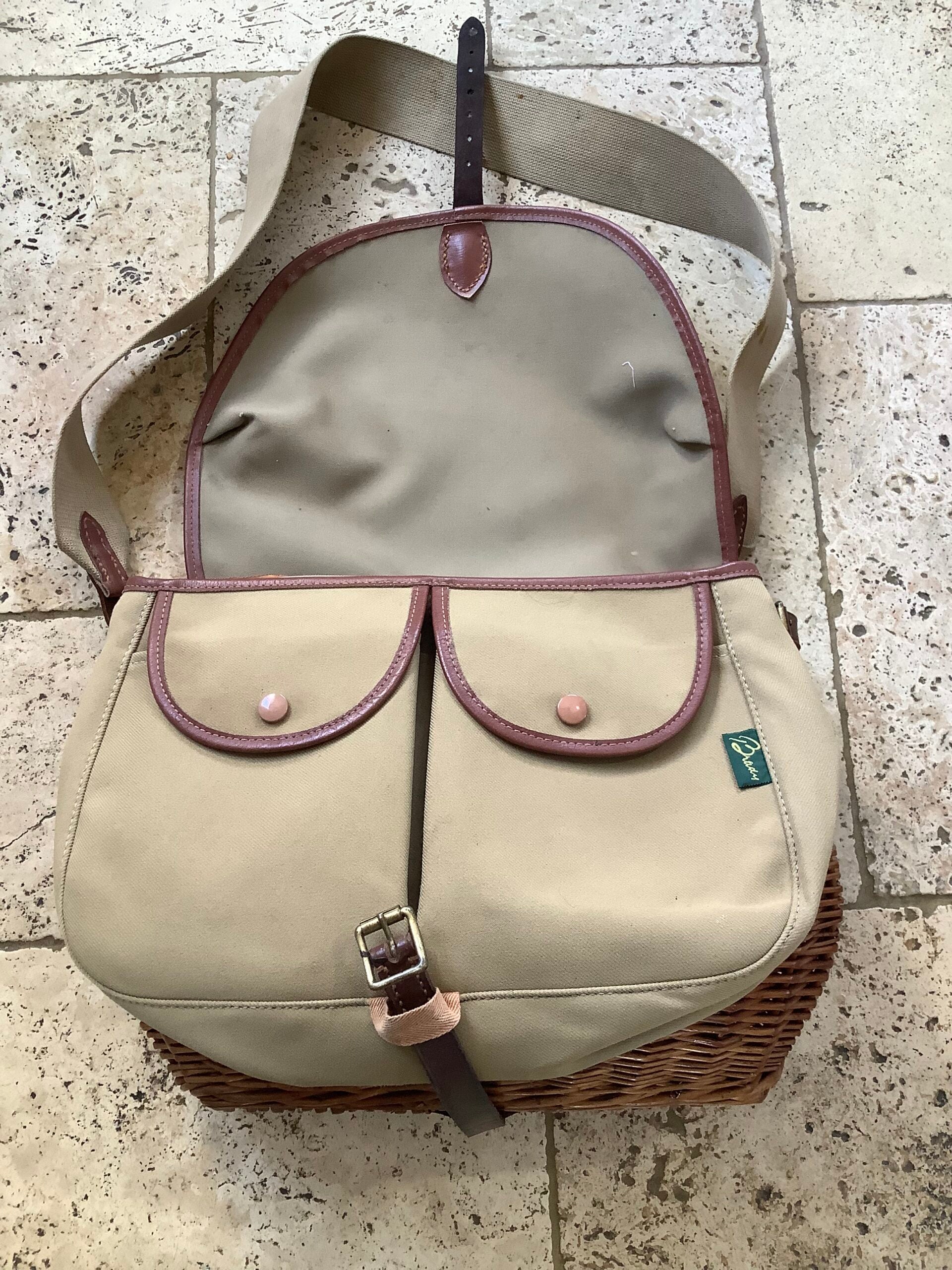 希少　Brady Conway　コンウェイクリールバッグ　フライフィッシング用 MADE IN ENGLAND – BRADY CONWAY WICKER & CANVAS CREEL FISHING