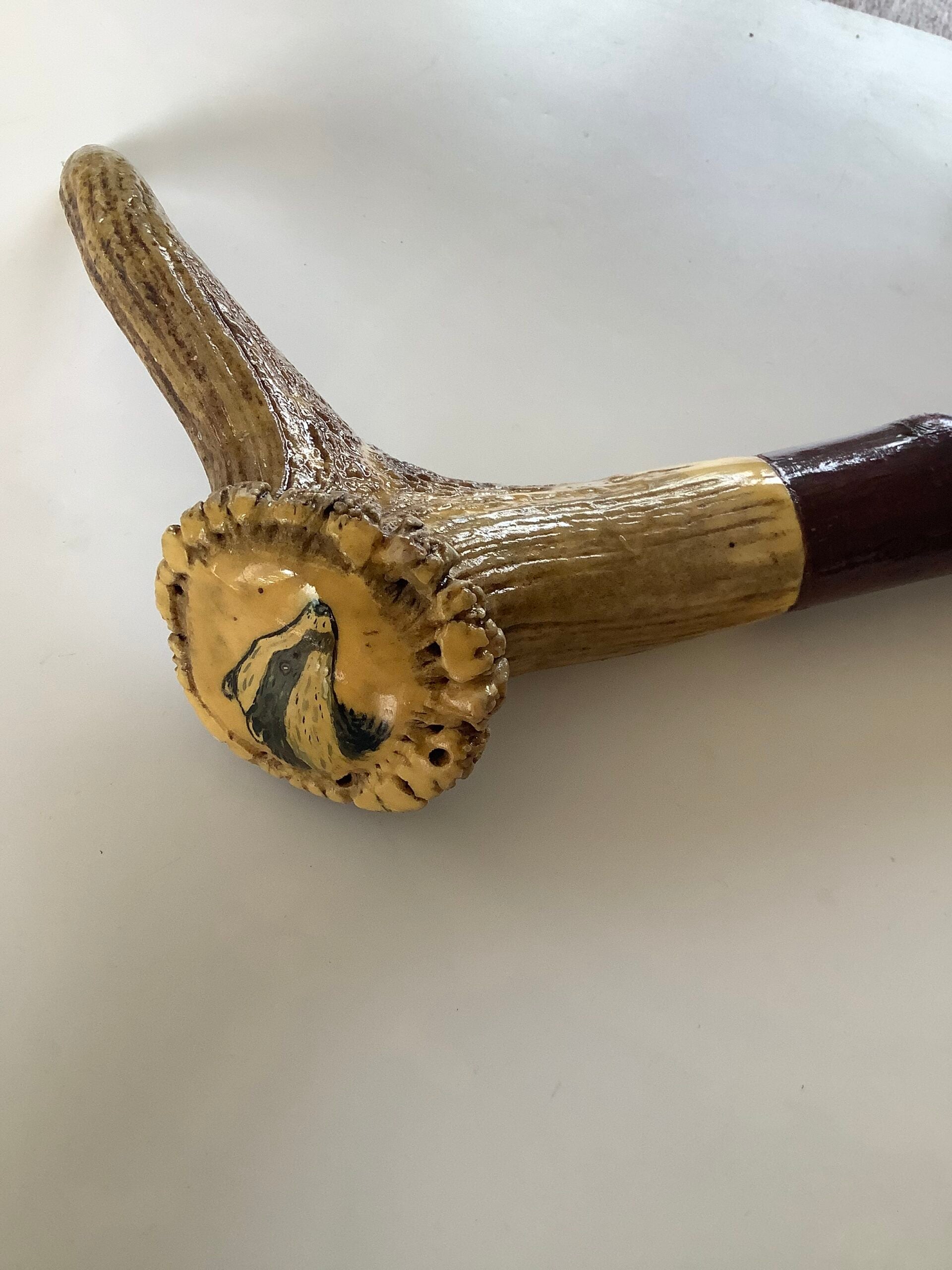 Hand Made Crown/Coronet Deer antler Handle Walking stick or wading staff