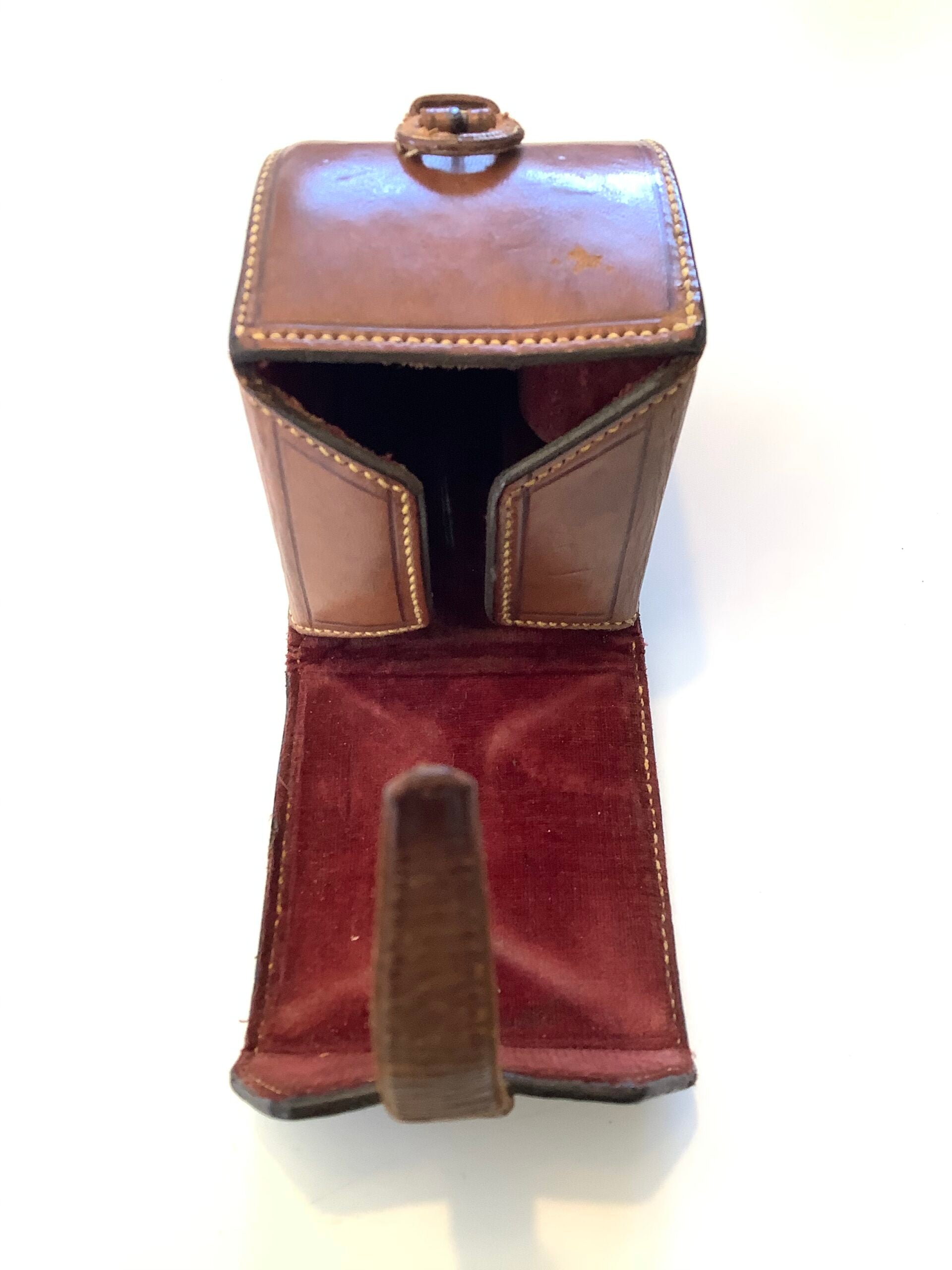 Antique Small Block Leather Reel case