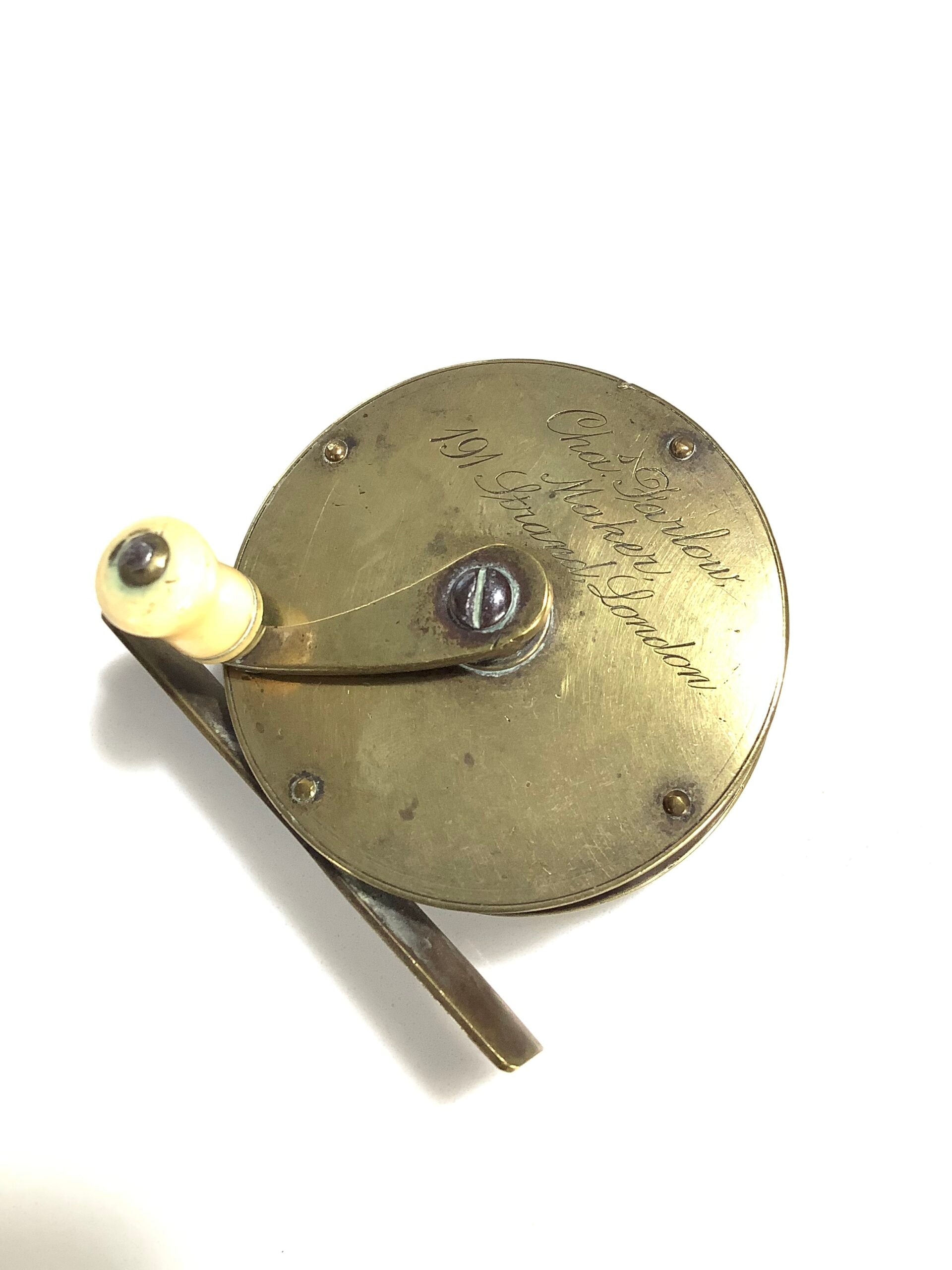 Antique CHAS FARLOW OF THE STRAND LONDON Rare Smallest 23/8” Narrow drum Brass winch