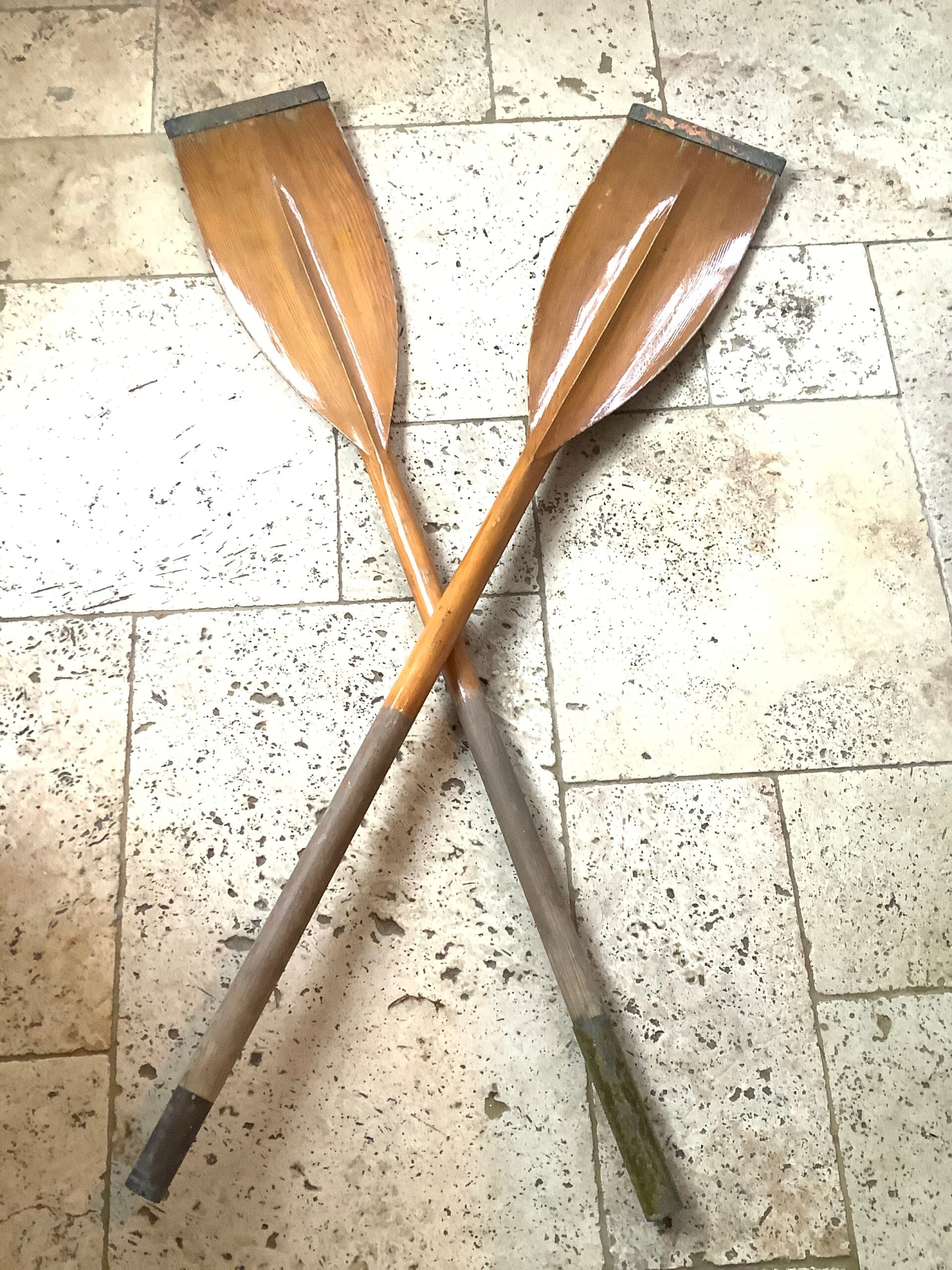 Antique Two piece detachable wooden canoe Paddle