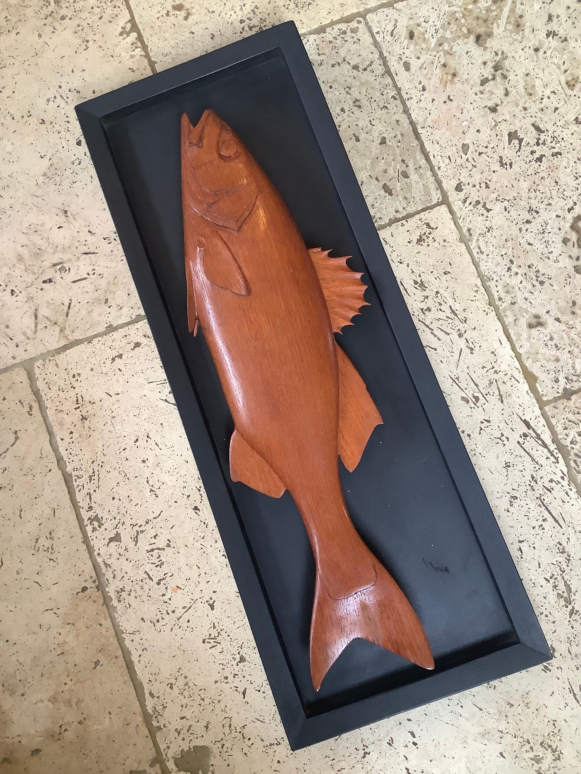 Vintage hand carved Teak hardwood Sea bass