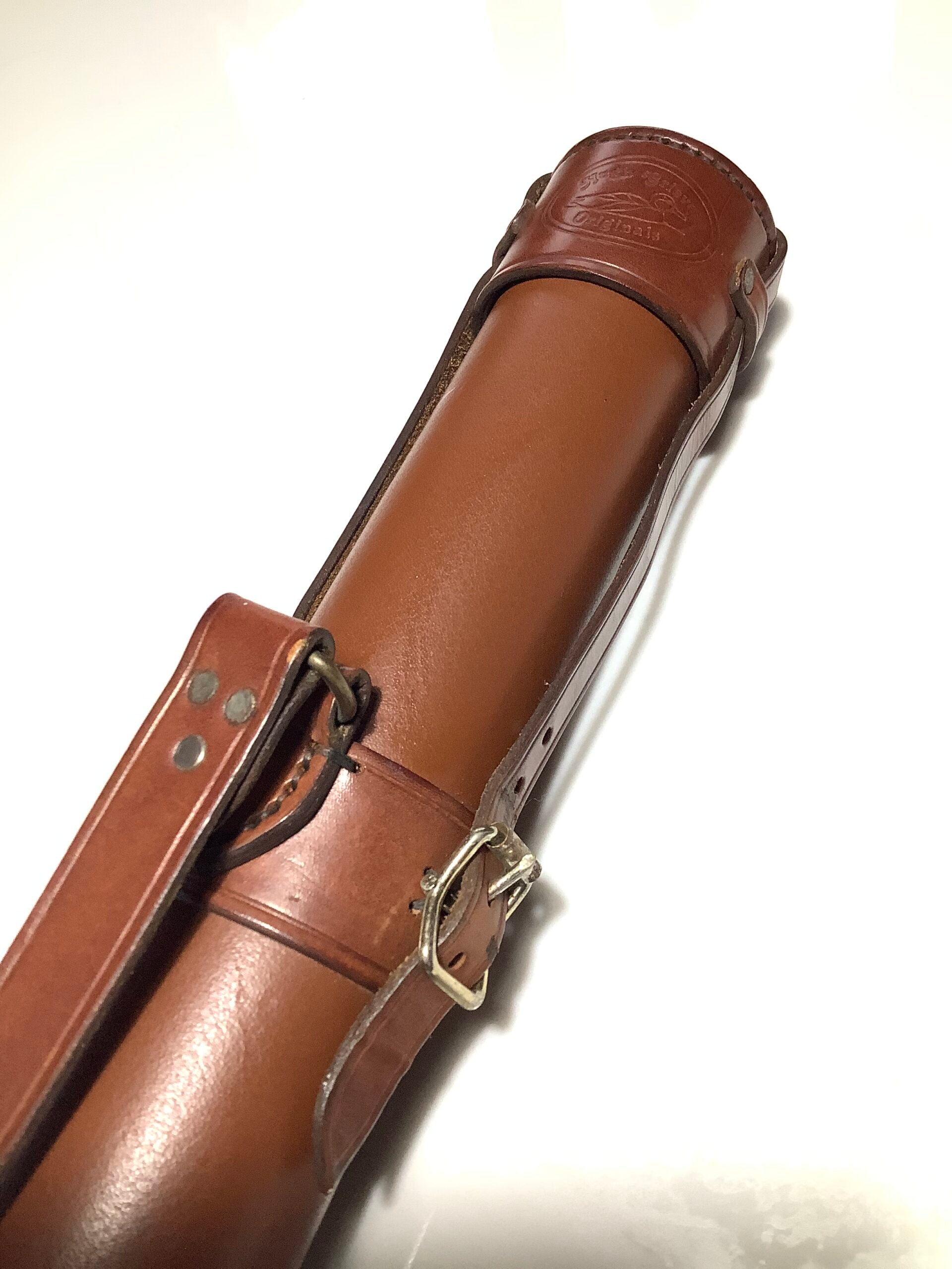 antique leather fishing pole holster Best Quality HUGH GRIEVE Hand Crafted Saddle Leather Rod Holder