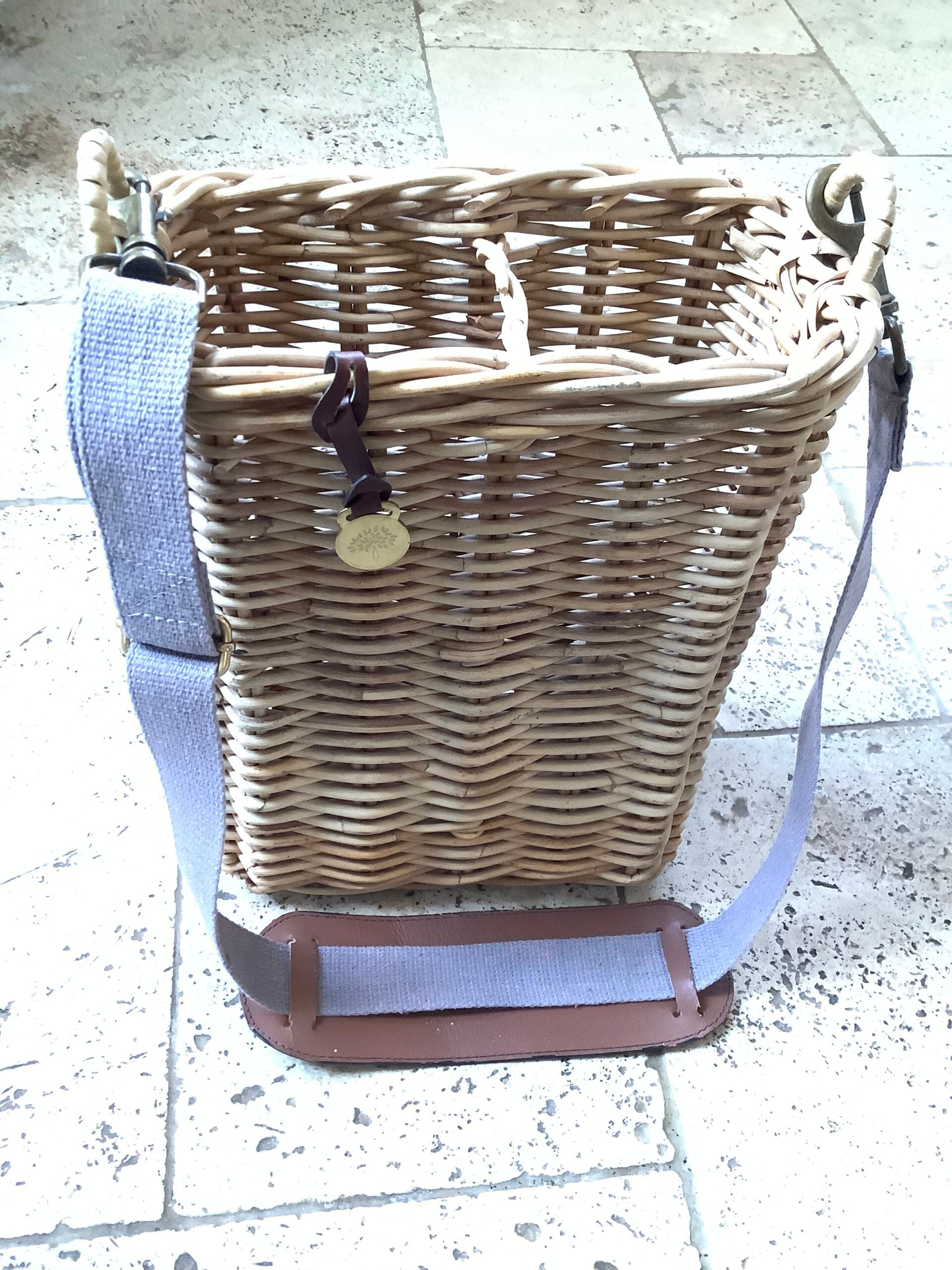 Vintage Mulberry of England wicker champagne/wine carrier