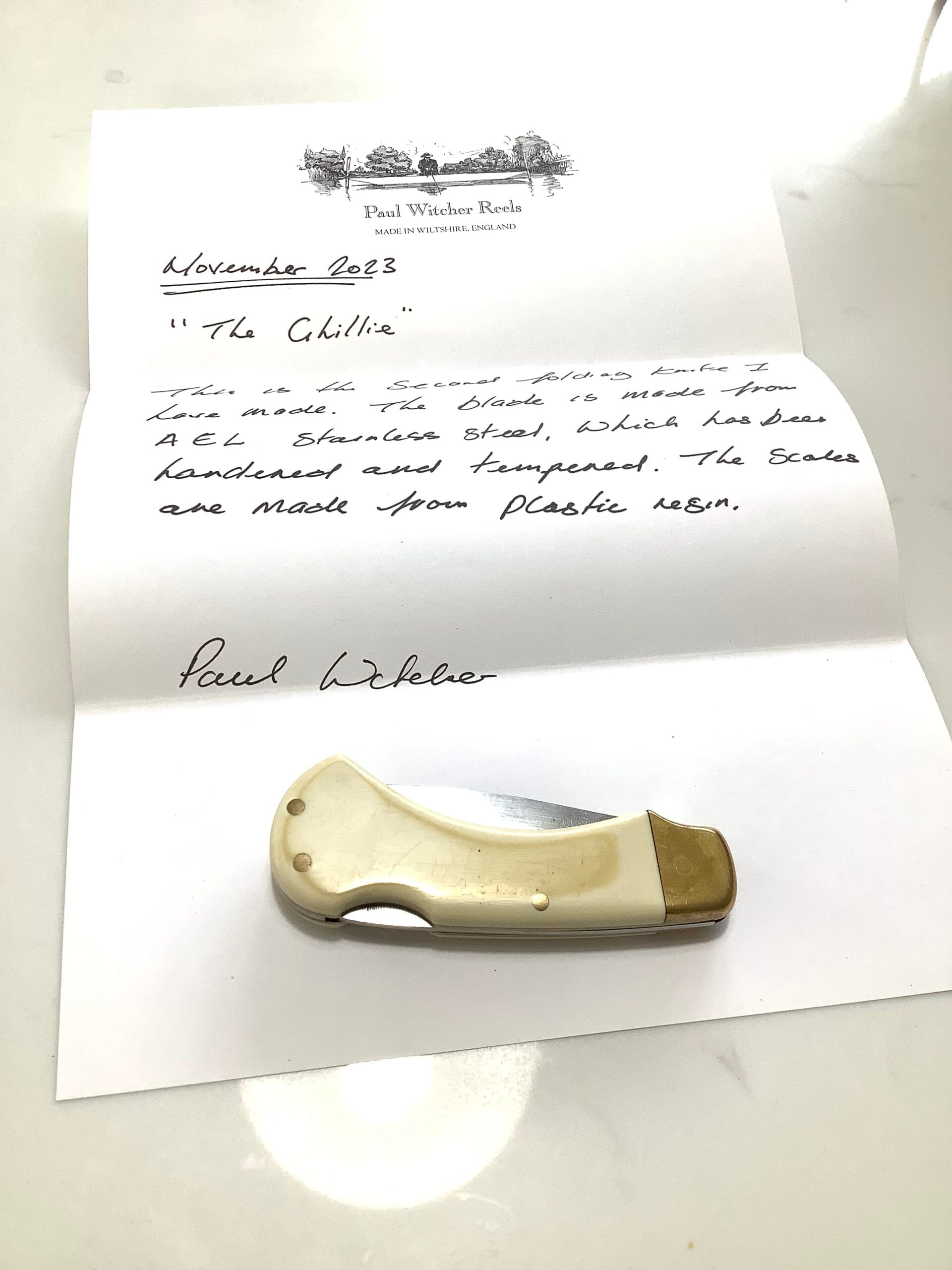 bench made fishing reel Scarce PAUL WITCHER Hand crafted Bench Made “ The Ghillie” Pocket Knif – Antique & Vintage Fishing Tackle