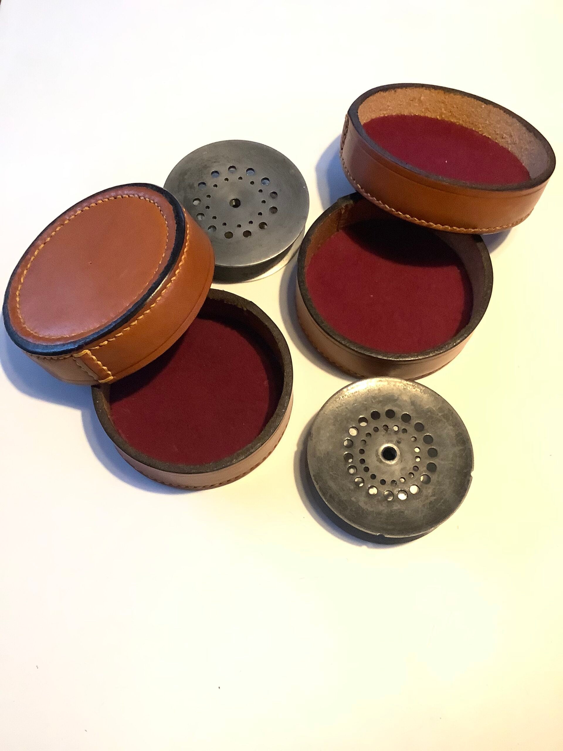 Peter Loam Hand crafted leather reel spool holders