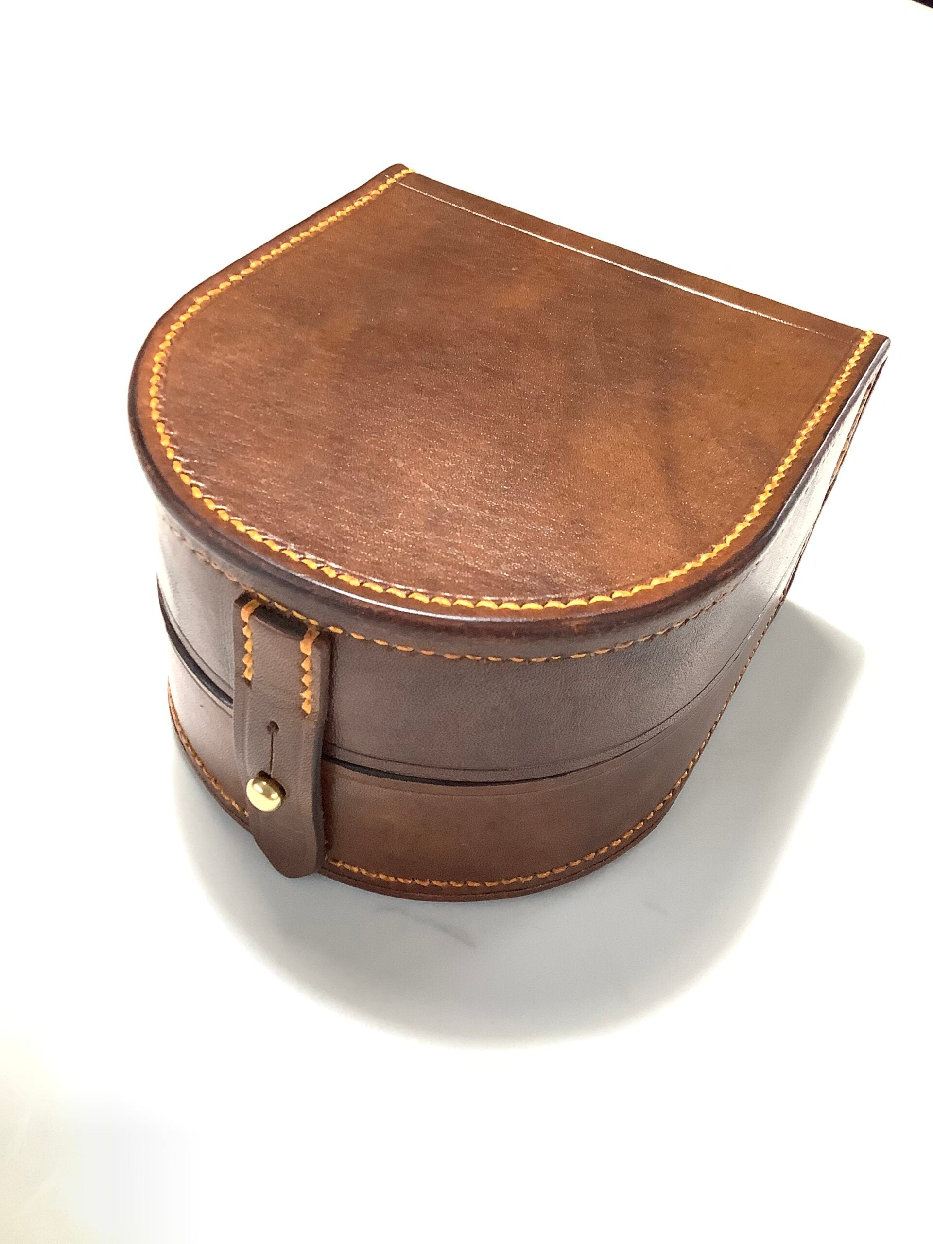 New Hand Crafted Leather Clam Shell 4” Centrepin Case By Peter Loam