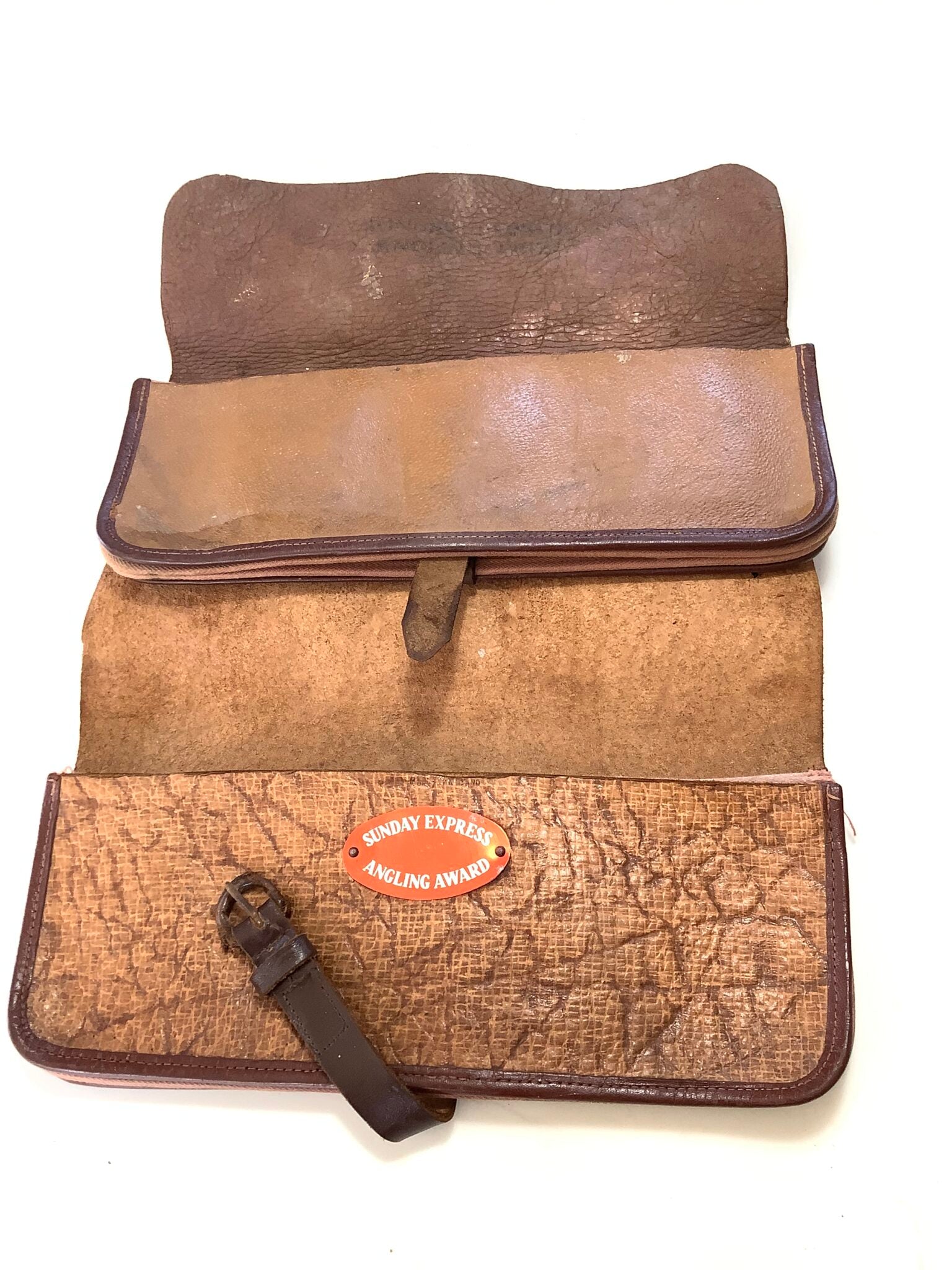 A Pair of Vintage Sunday Express Angling Award Leather Fisherman’s wallets