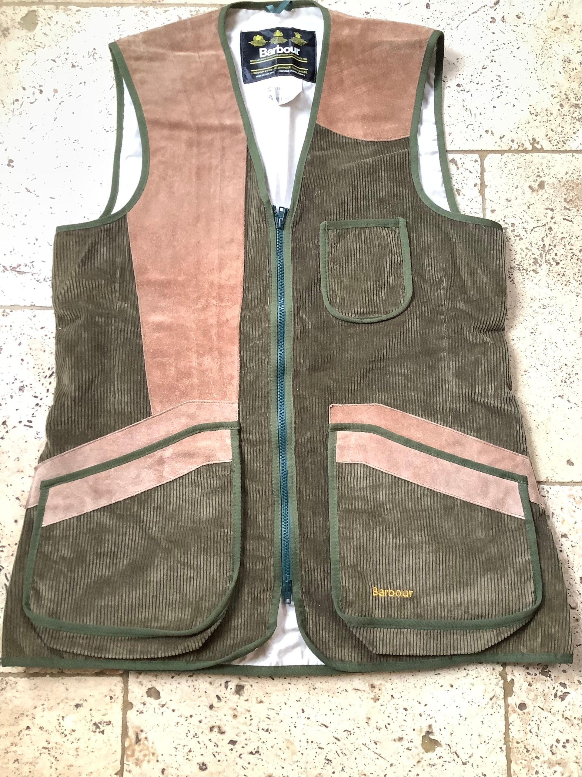 New Barbour Corduroy Leather Shooting Gillet