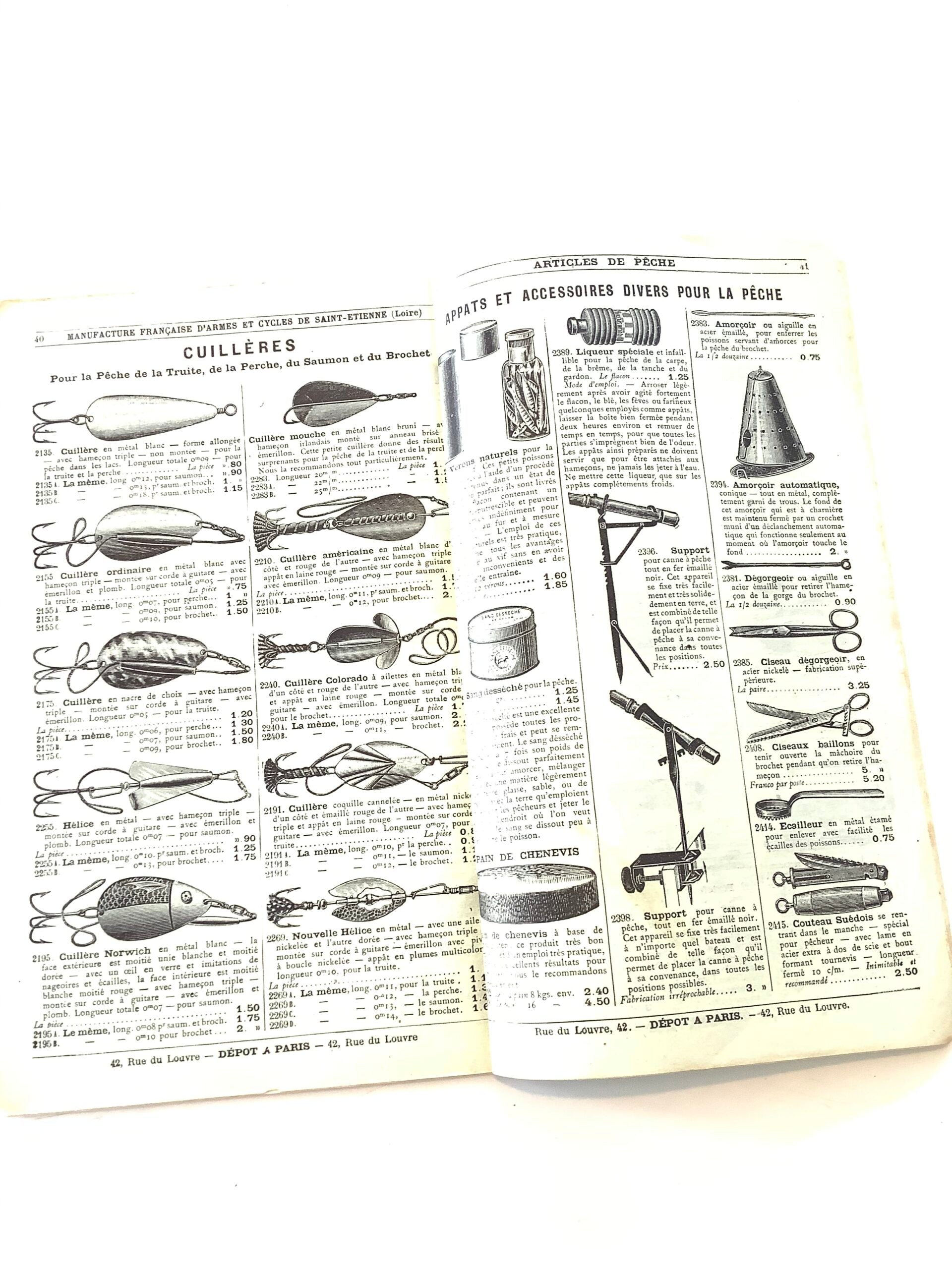 Very Rare circa 1890s French Fishing Tackle Catalogue including GREGORY lures