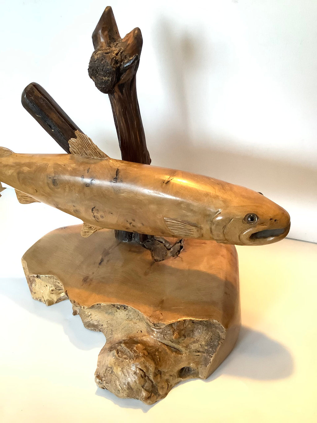 Hand Carved full size Whole Brown Trout from Burr Wood