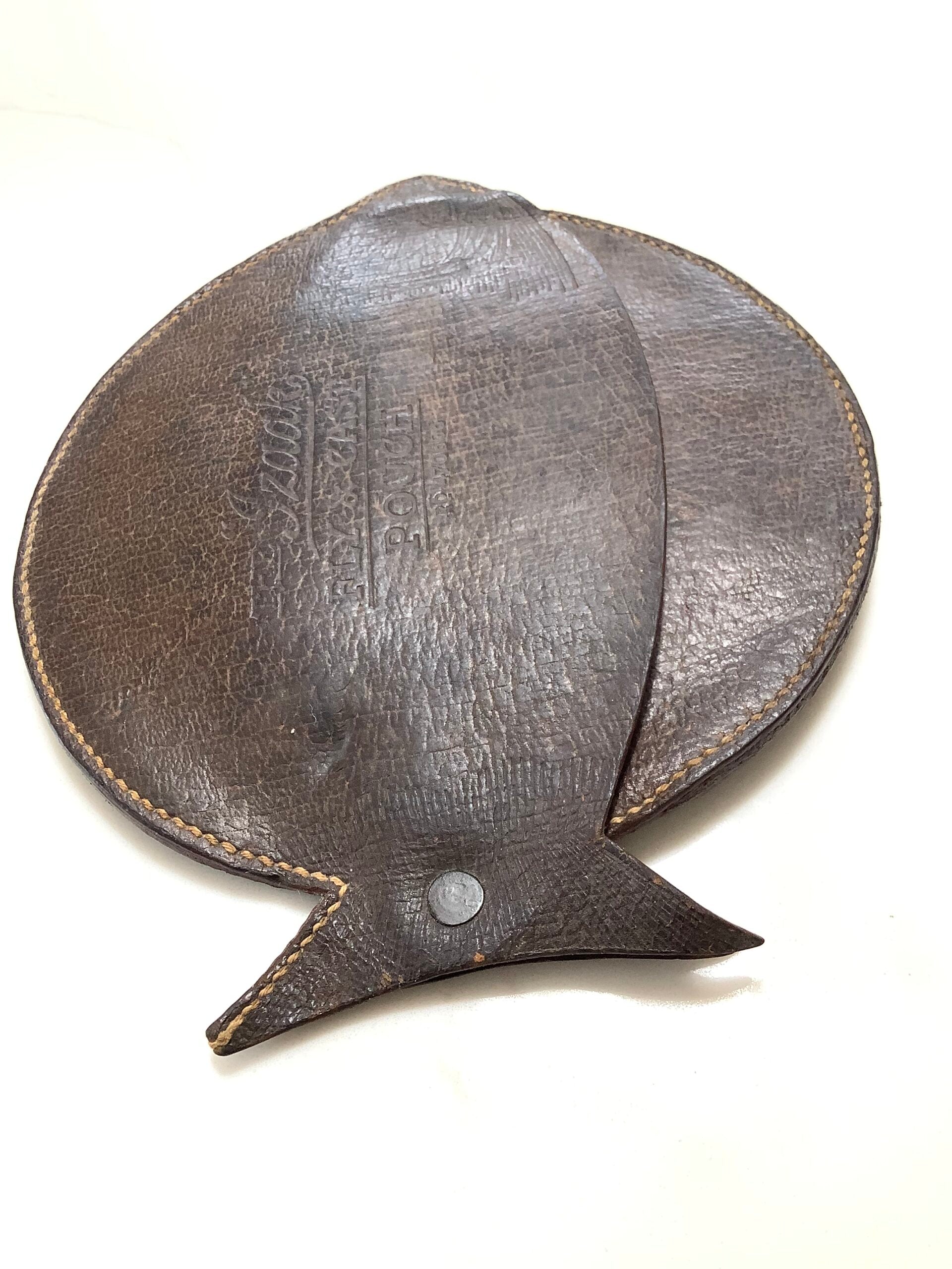 Very Rare Antique The IZAAK Leather Fly Cast Holder