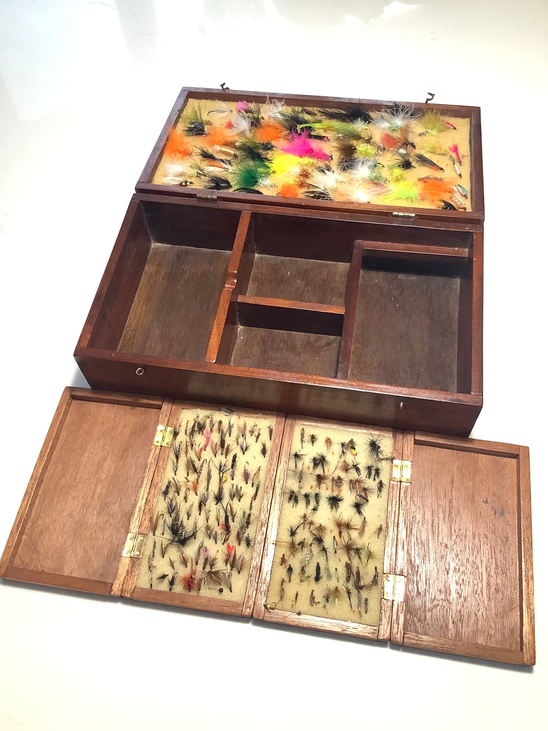 Hand Crafted wood Fishing Tackle Travel Box made for and owned by the late John Wilson