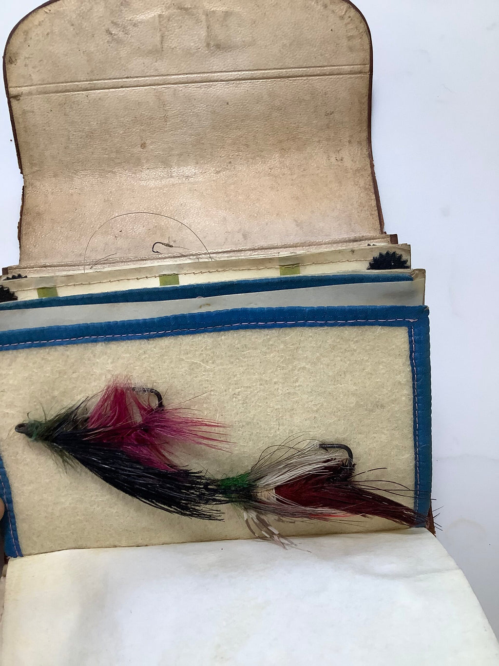 Antique Salmon/Trout Fly Wallet by Rare Maker “ ATKINSON of LANCASTER With Flies