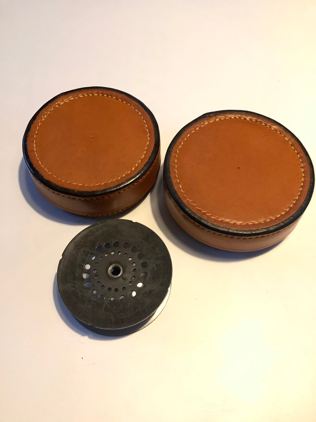 Peter Loam Hand crafted leather reel spool holders