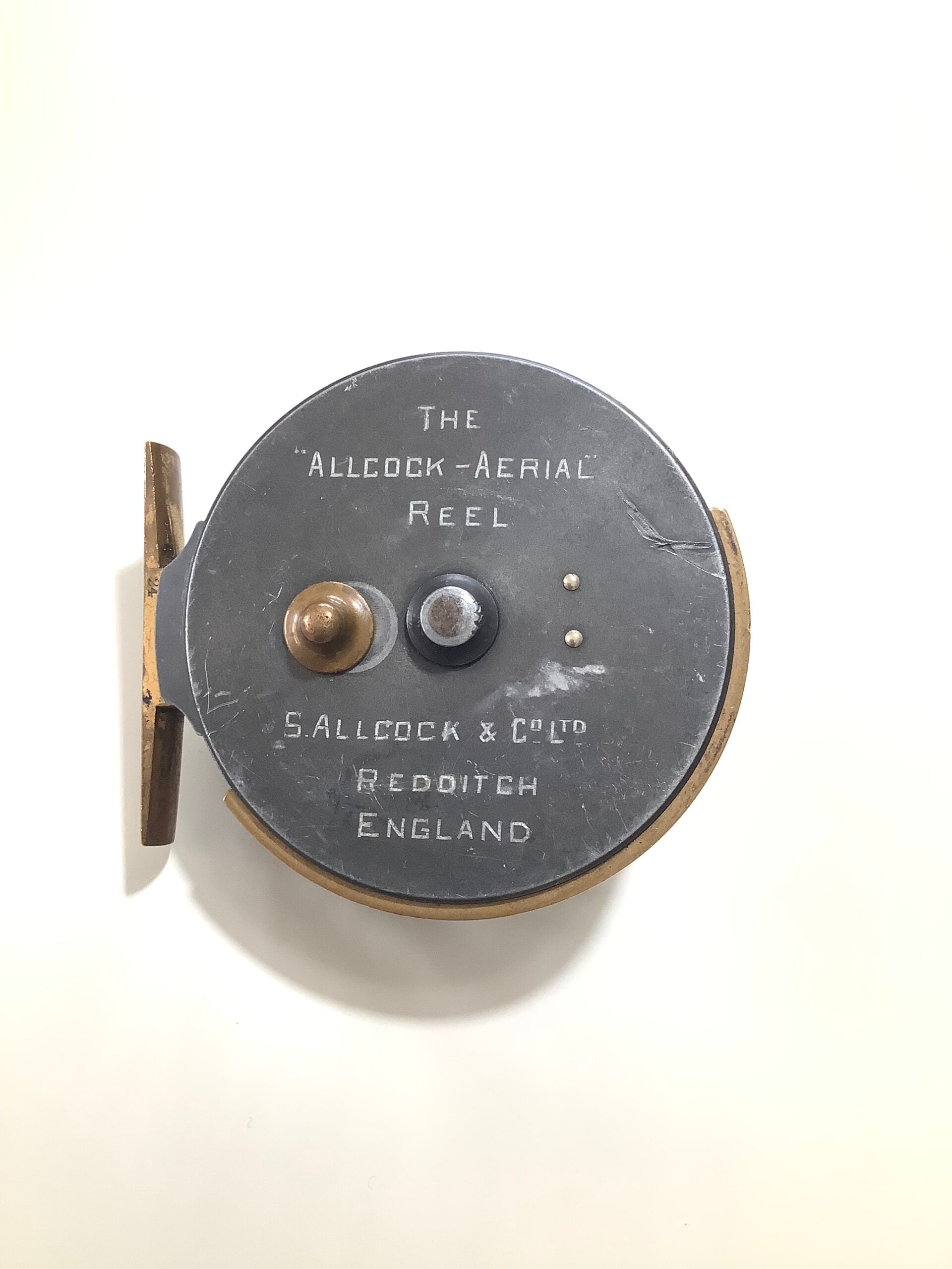 Rare Antique Block Engraved ALLCOCK Co Aerial Centrepin