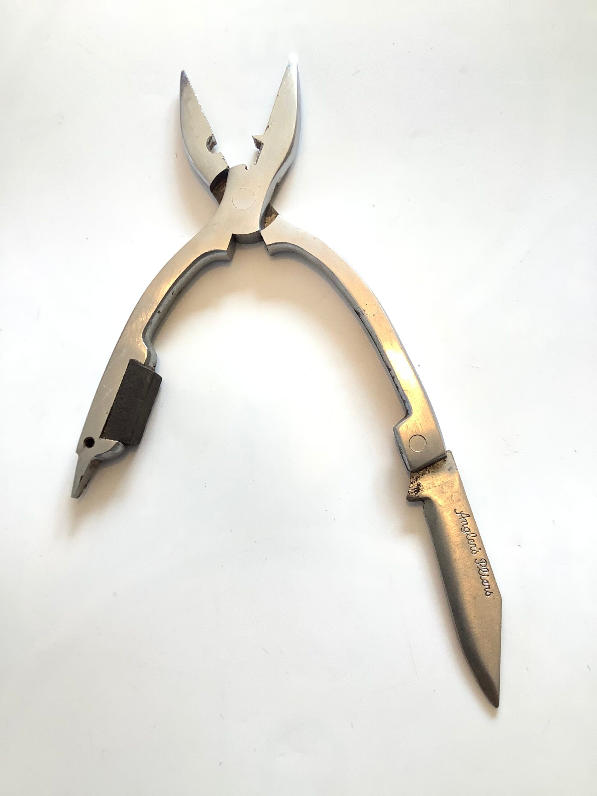 Vintage Anglers Pliers in Leather Sheath ( multi-tool )