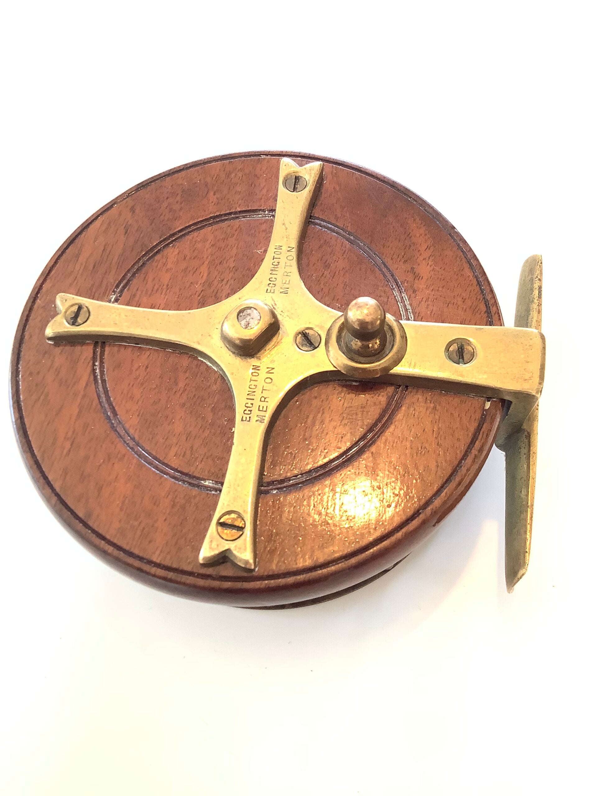Antique Rare Eggington of Merton Fish Tail Back Slater Latch Reel