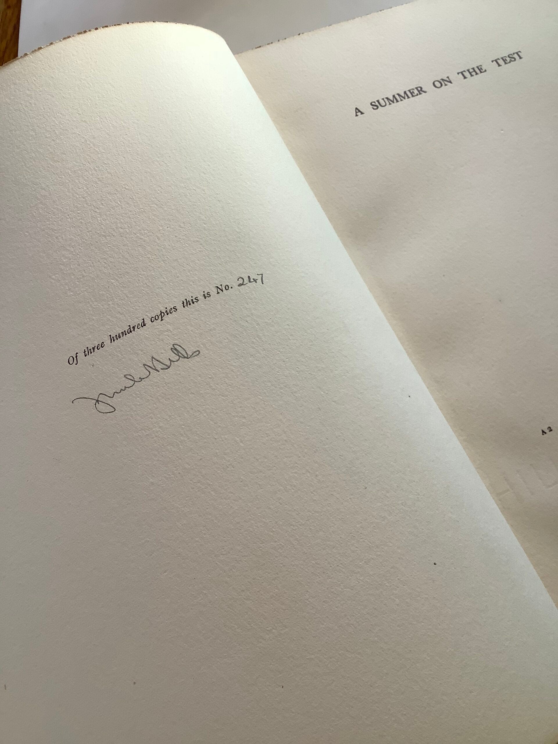 Hills , John Waller, A Summer On The Test, 1924 signed Limited edition