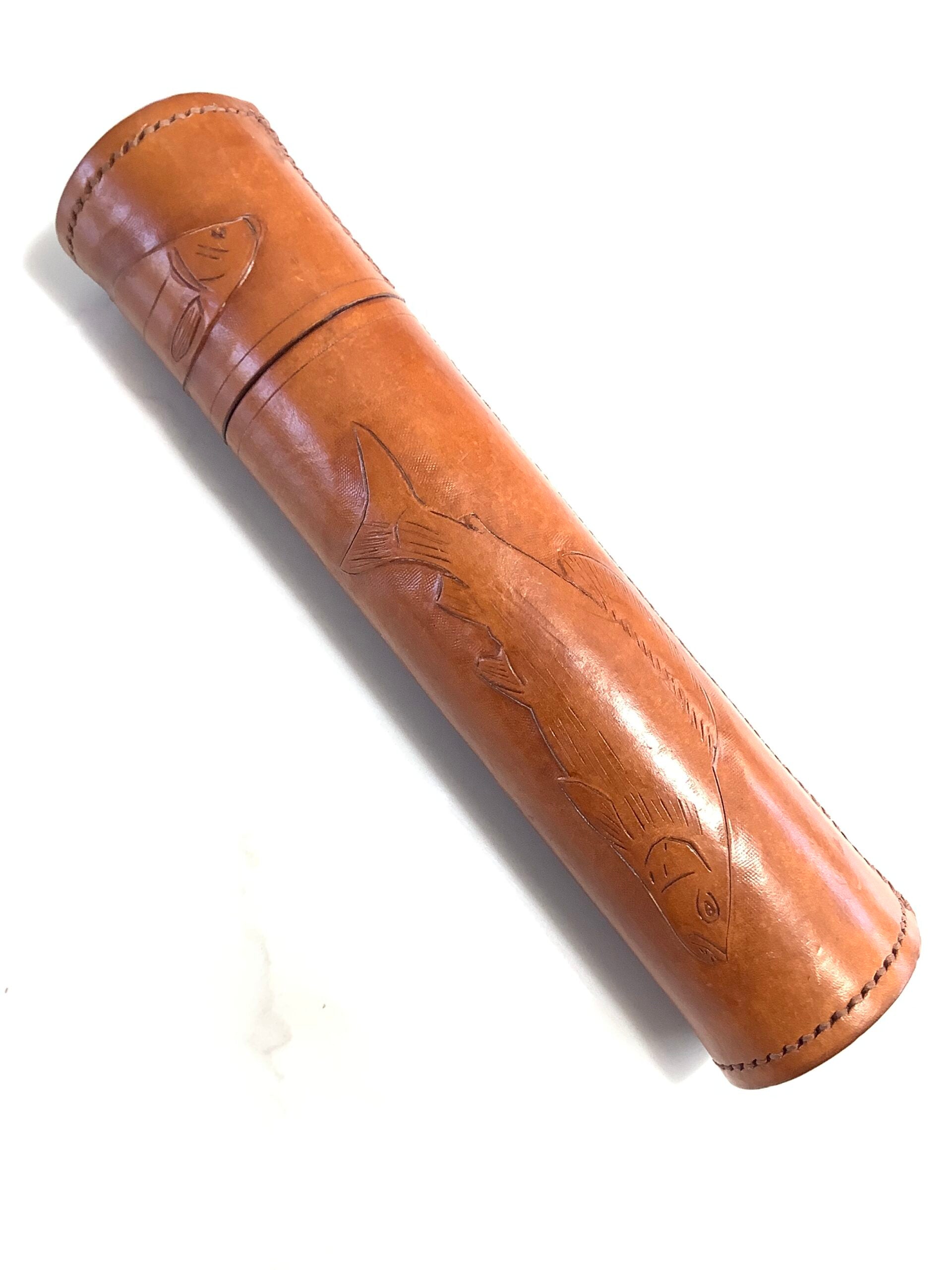 Hand crafted Leather Float tube with embossed BARBEL, GRAYLING TENCH