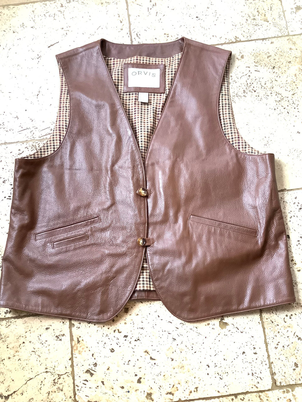 New Orvis Leather waist coat/ Gillet XL