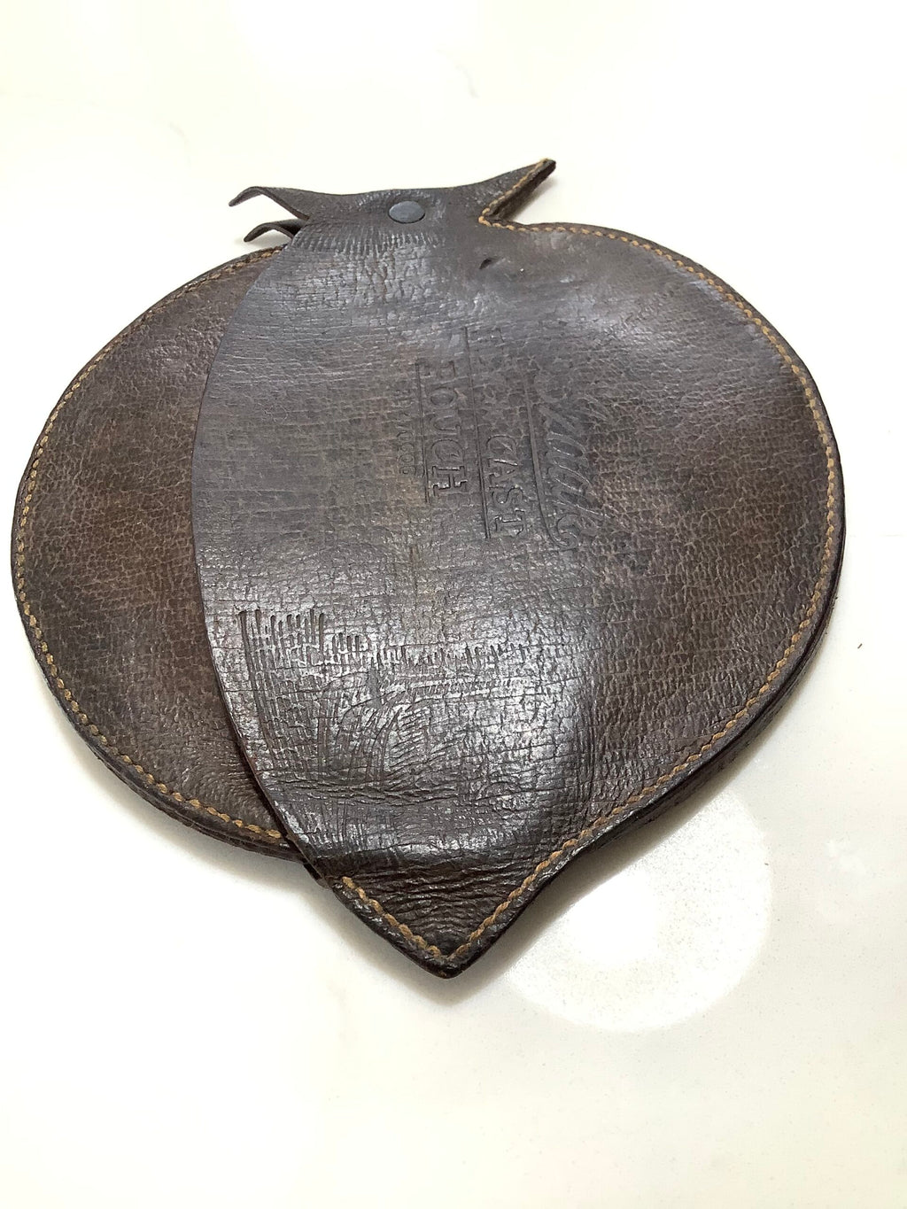 Very Rare Antique The IZAAK Leather Fly Cast Holder