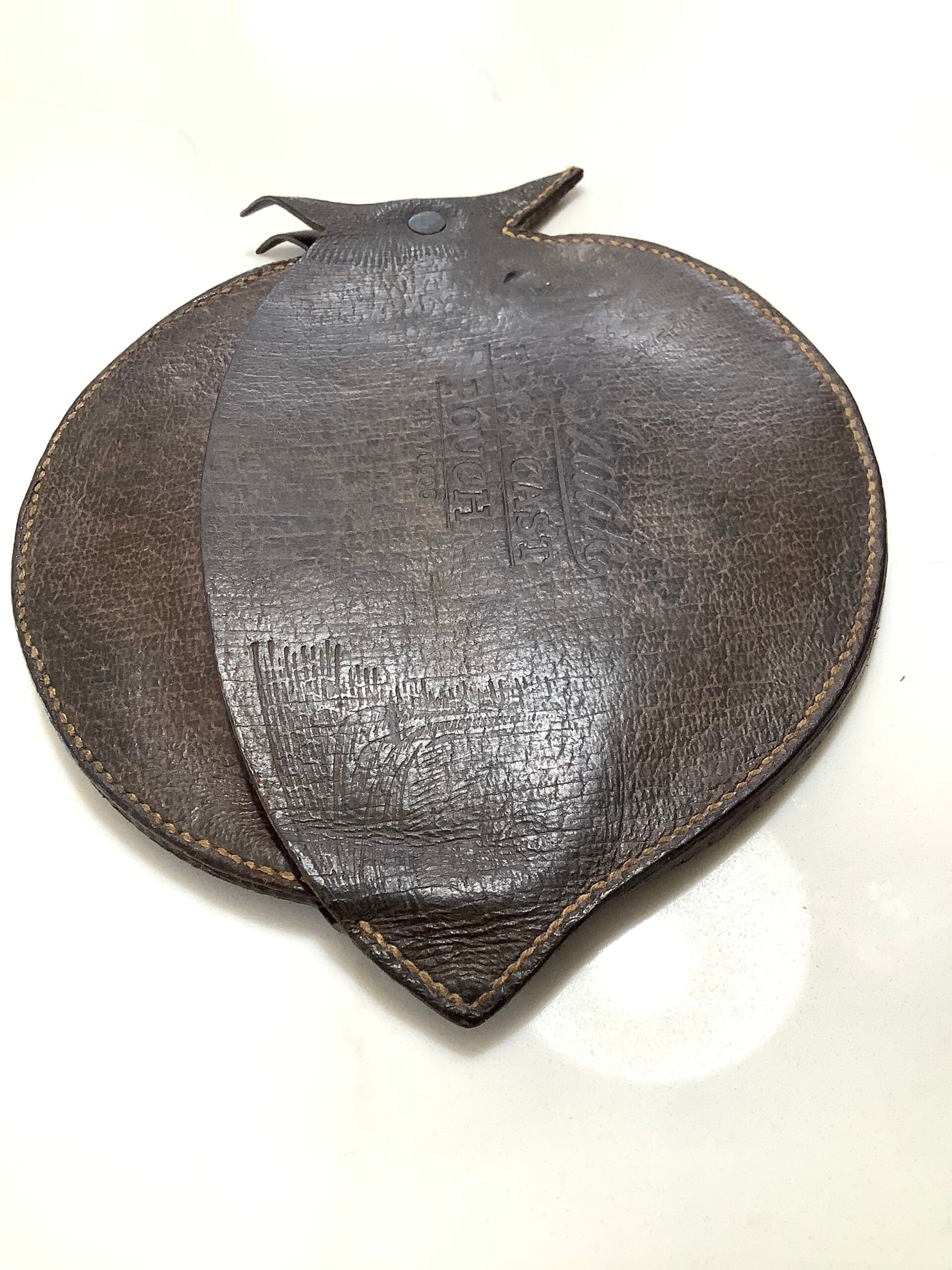 Very Rare Antique The IZAAK Leather Fly Cast Holder