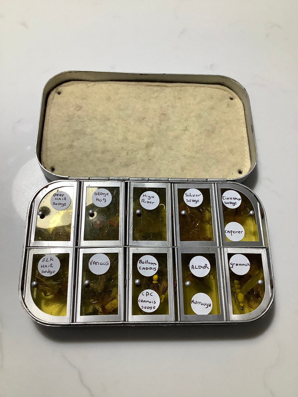 Wheatley Dry Fly Compartment Fly box loaded with sedges
