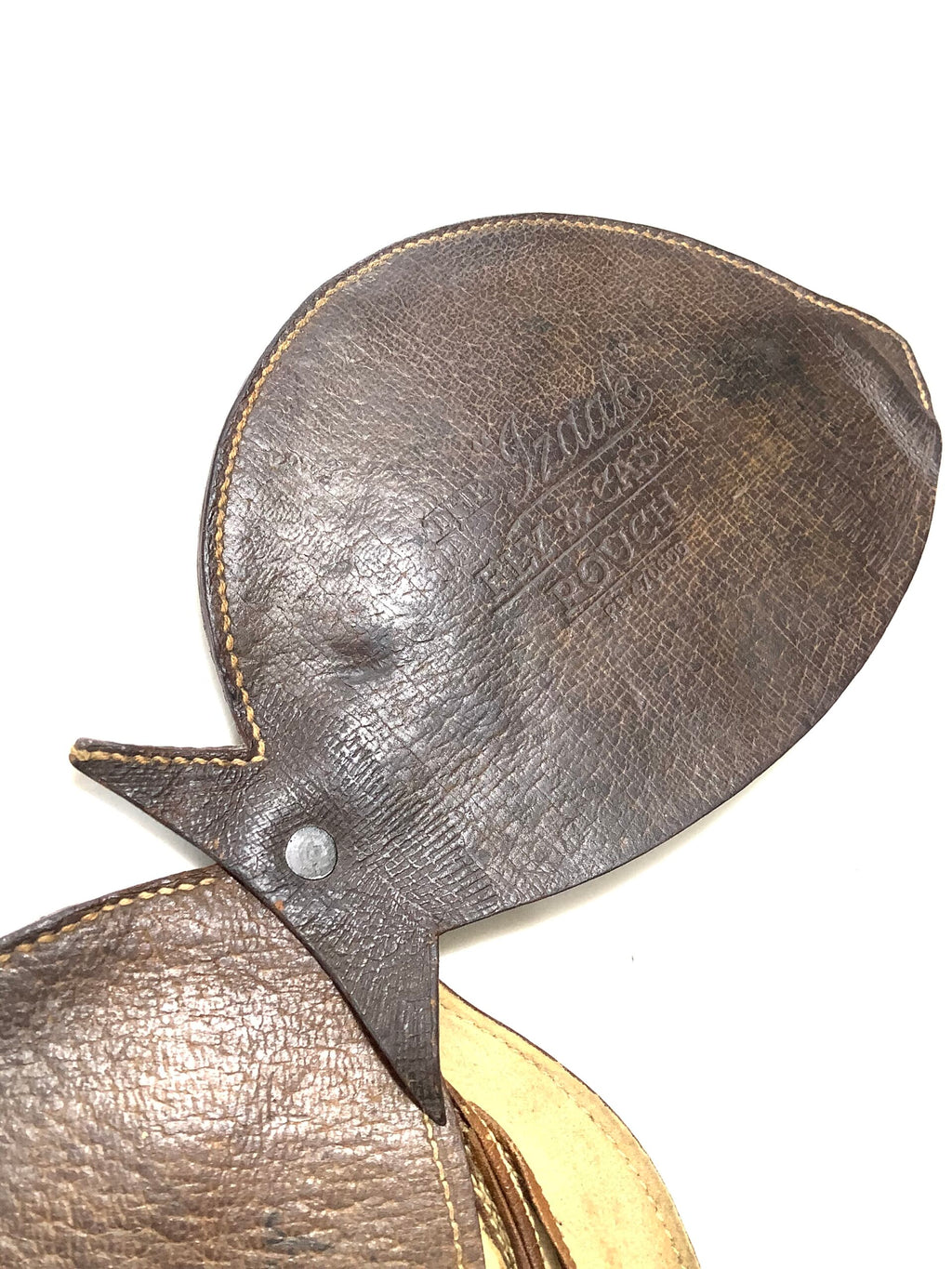 Very Rare Antique The IZAAK Leather Fly Cast Holder
