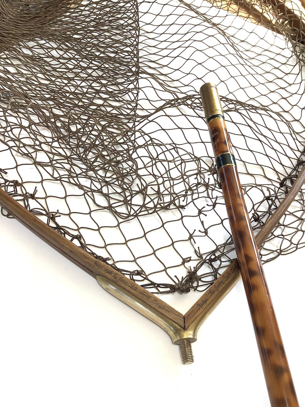 DE-LUXE Traditional Hand Crafted Large Carp ASH Framed Landing Net Pole By GOLDEN SCALE CLUB