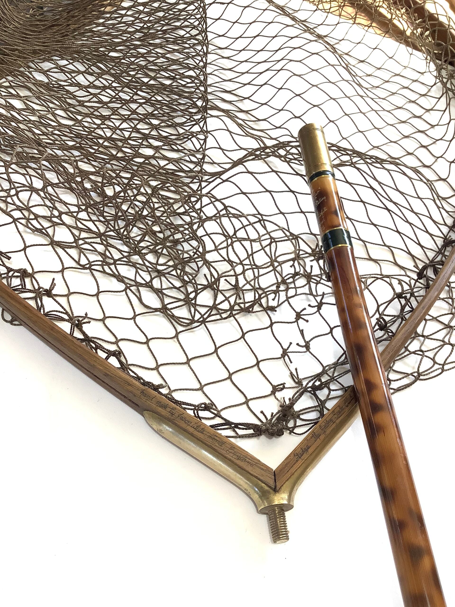 DE-LUXE Traditional Hand Crafted Large Carp ASH Framed Landing Net Pole By GOLDEN SCALE CLUB
