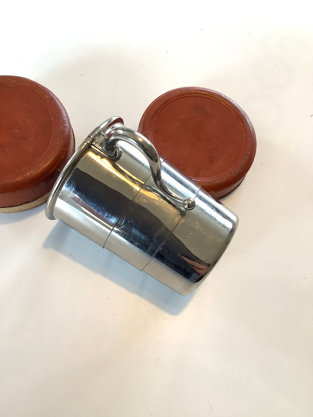 Antique Hunting /Fishing Tot shot Cup in Leather Case