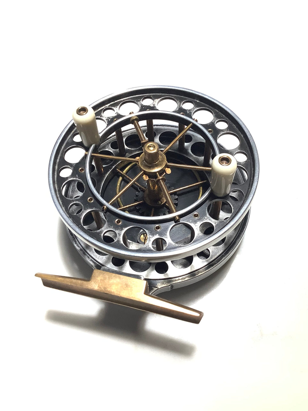Ultra Rare BROWNS REEL Co Antique Finish Double Ventilated 4 1/2” Limited Edition Centrepin