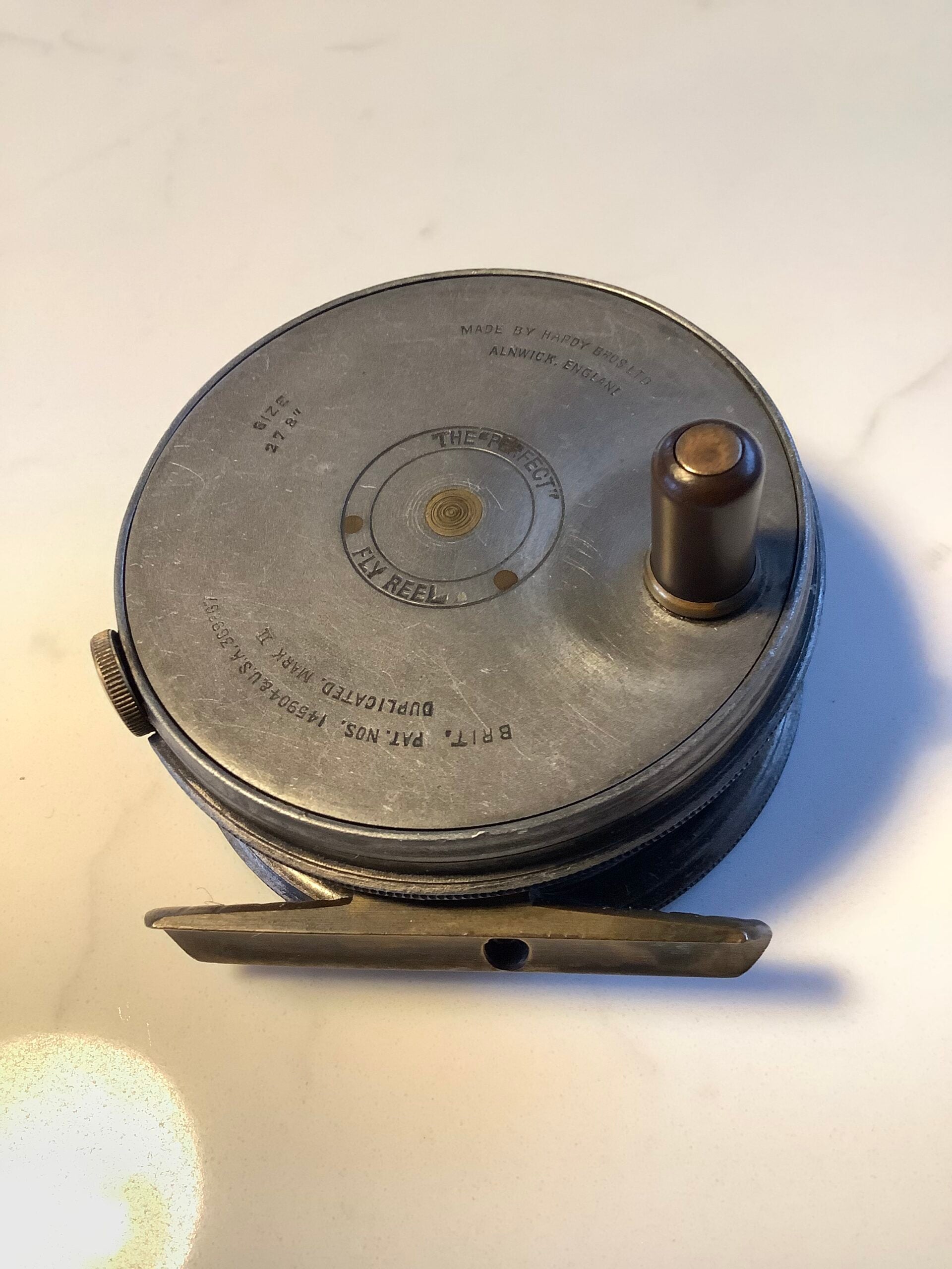 Antique Hardy Bros 2 7/8” Perfect Fly Reel with Agate Line guide