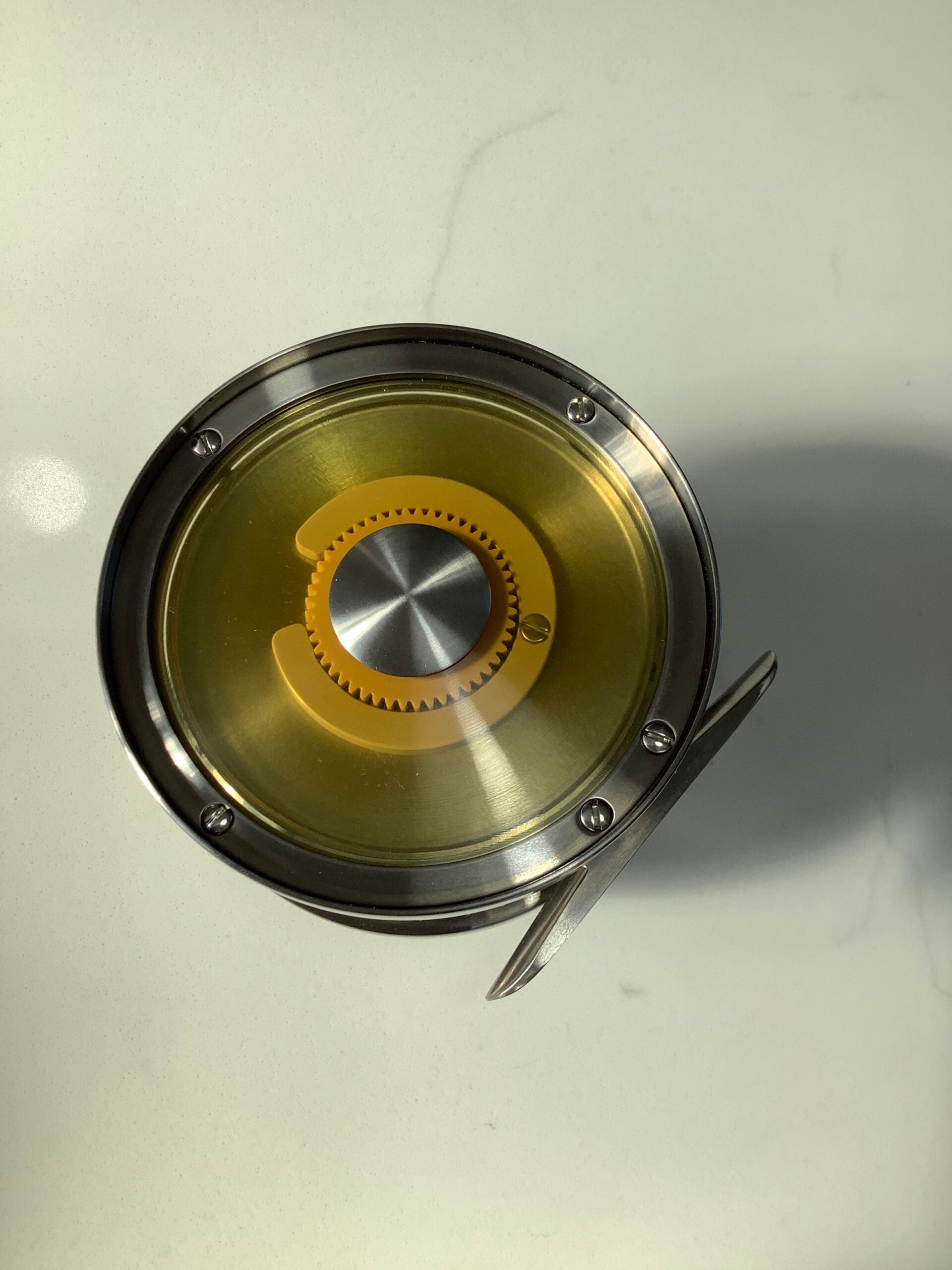 Scarce L.H.DESIGN Titanium Five Pillar AMBER TROUT Fly Reel