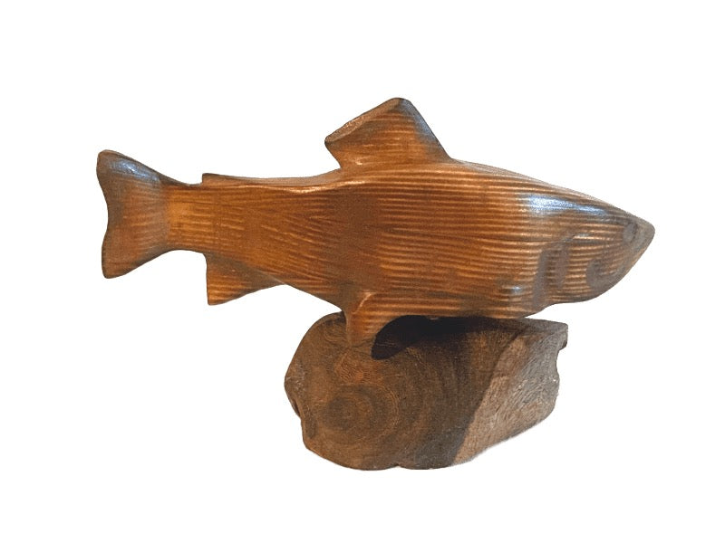Alan Glasby hand carved wooden Trout Sculpture