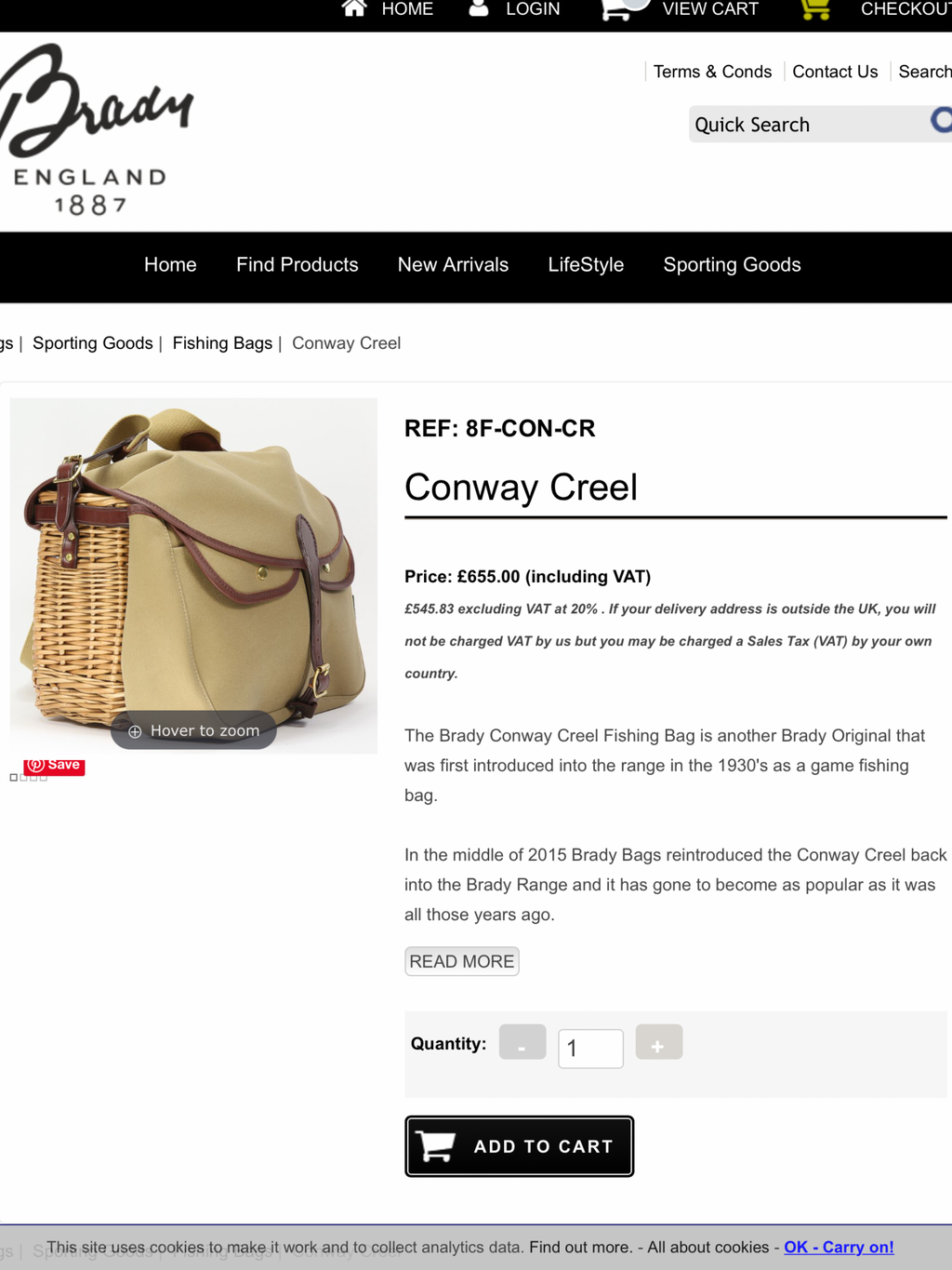 Latest unused BRADY CONWAY Fisherman’s Creel/Hold-all