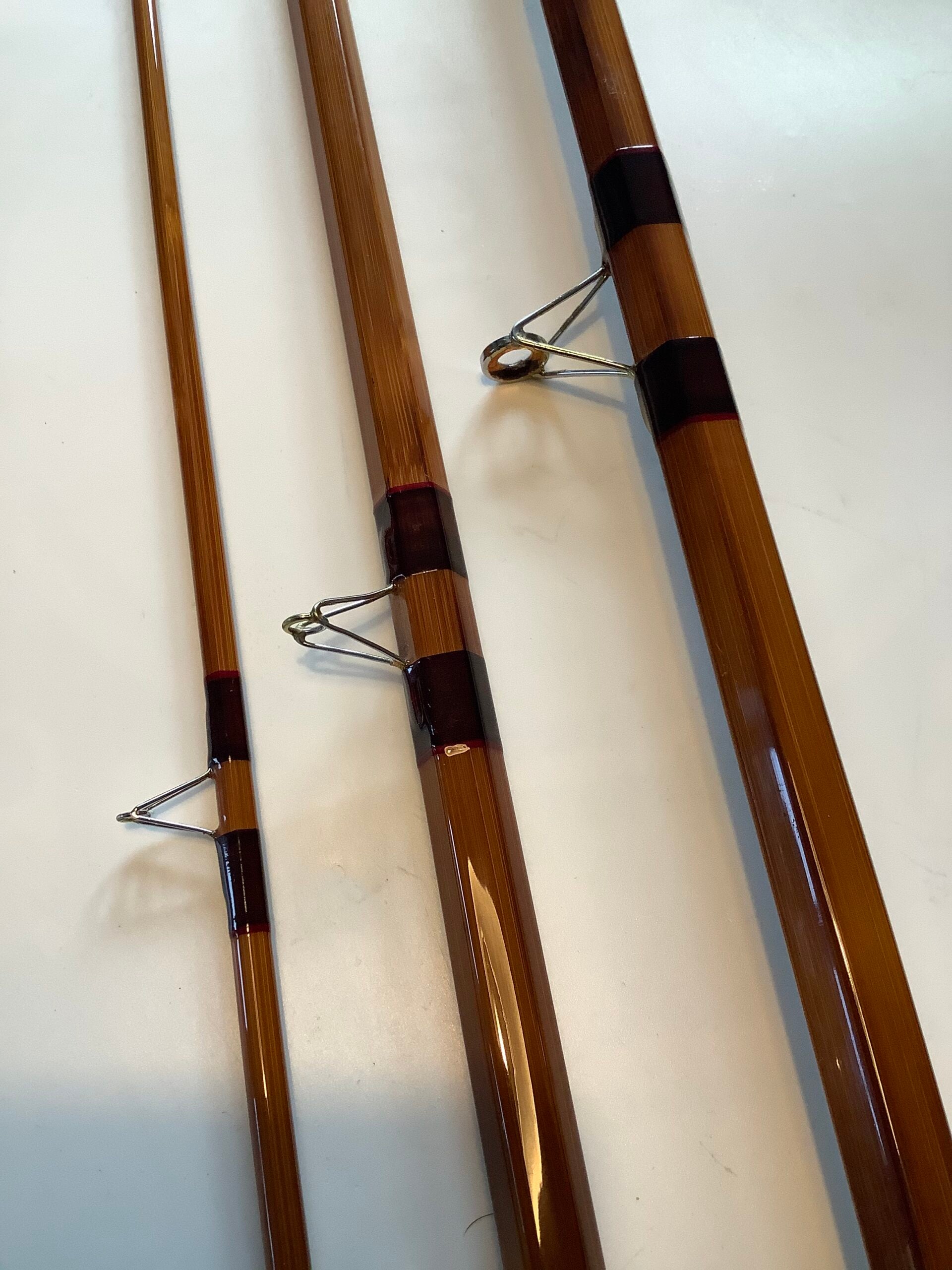 Rare Cadno hand built cane “ L D Trotting” rod 13ft 3” a three piece superb quality, beautiful dark tempered cane