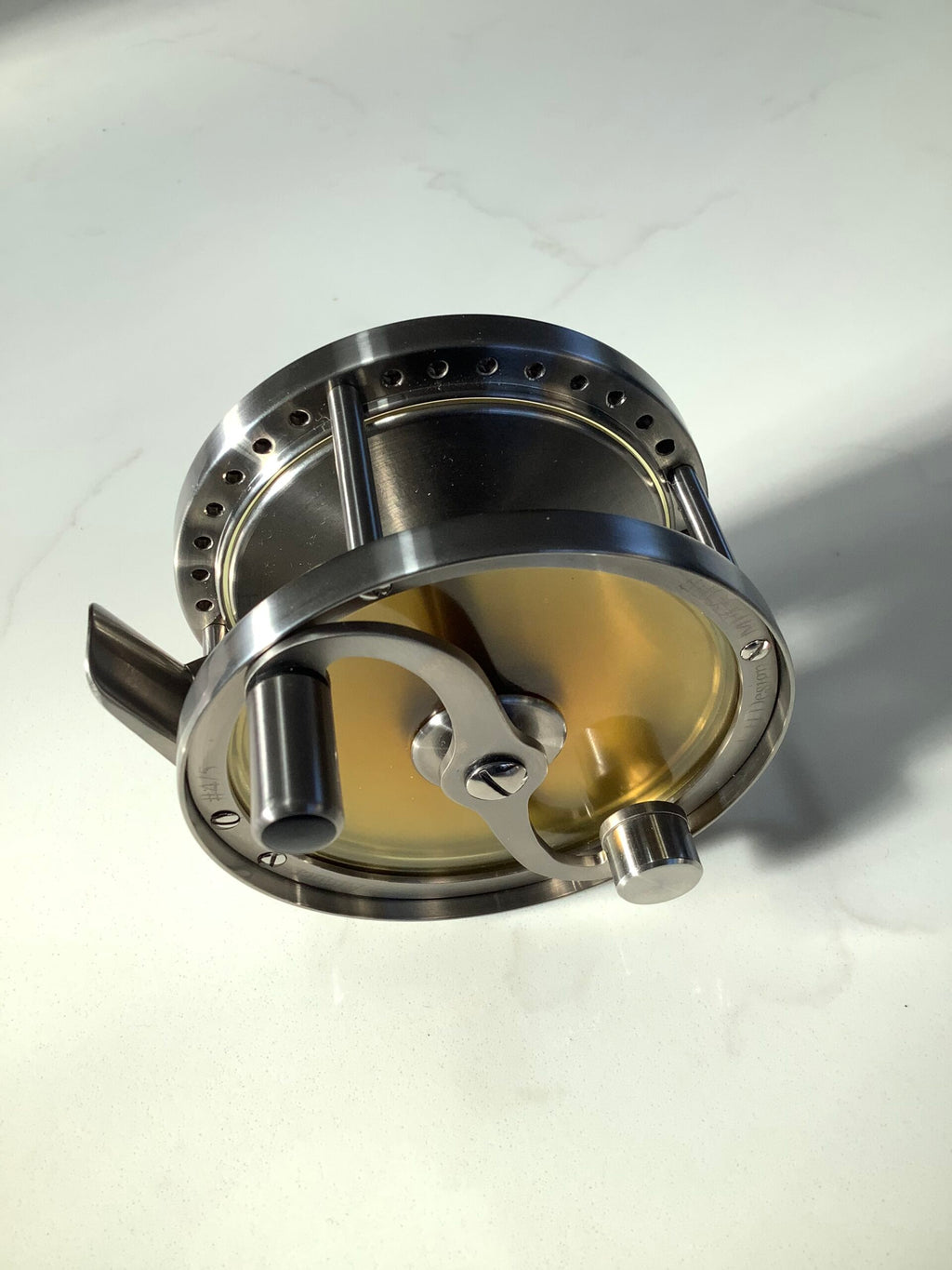 Scarce L.H.DESIGN Titanium Five Pillar AMBER TROUT Fly Reel