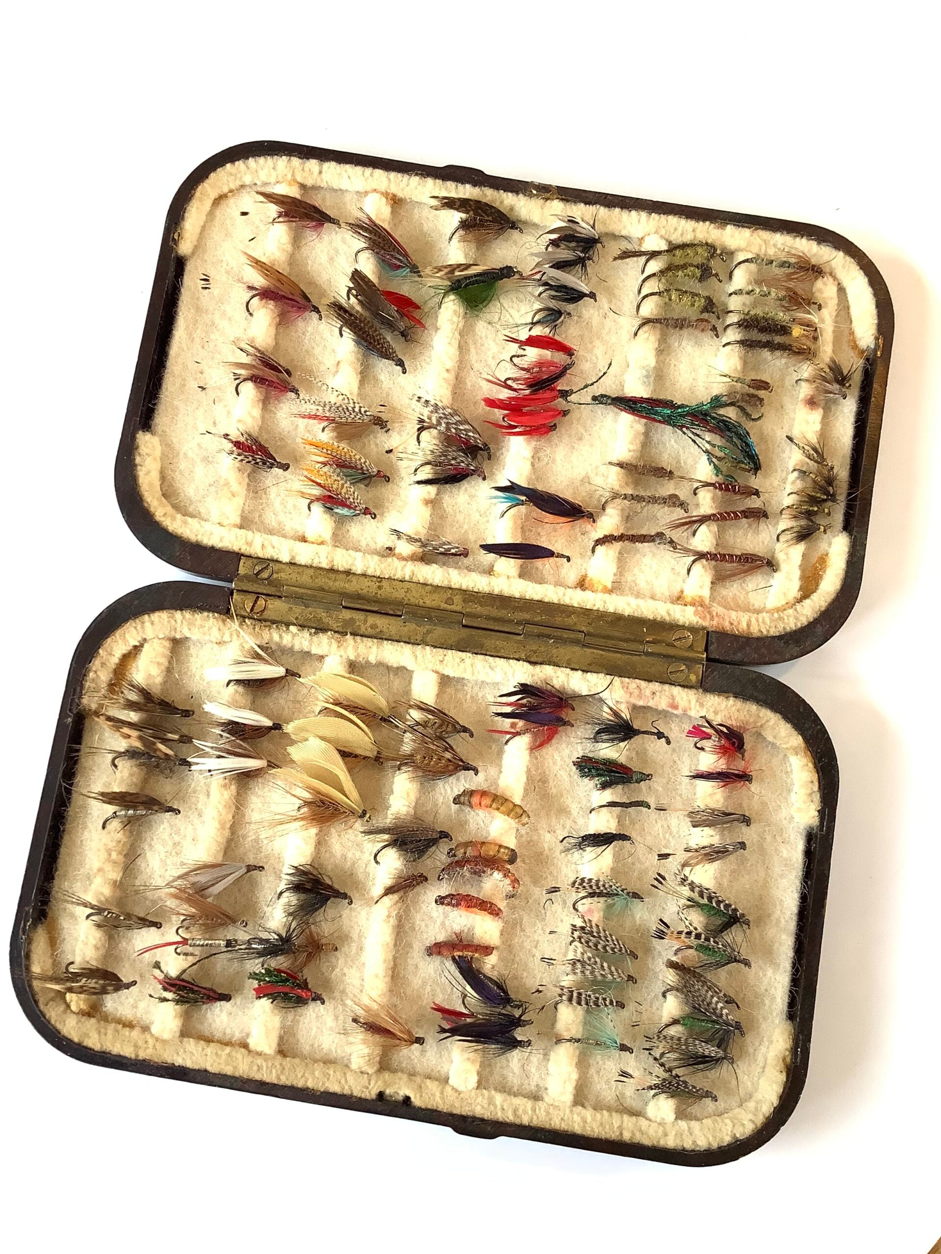 Antique Hardy Bros Neroda Fly Box with a good selection of flies