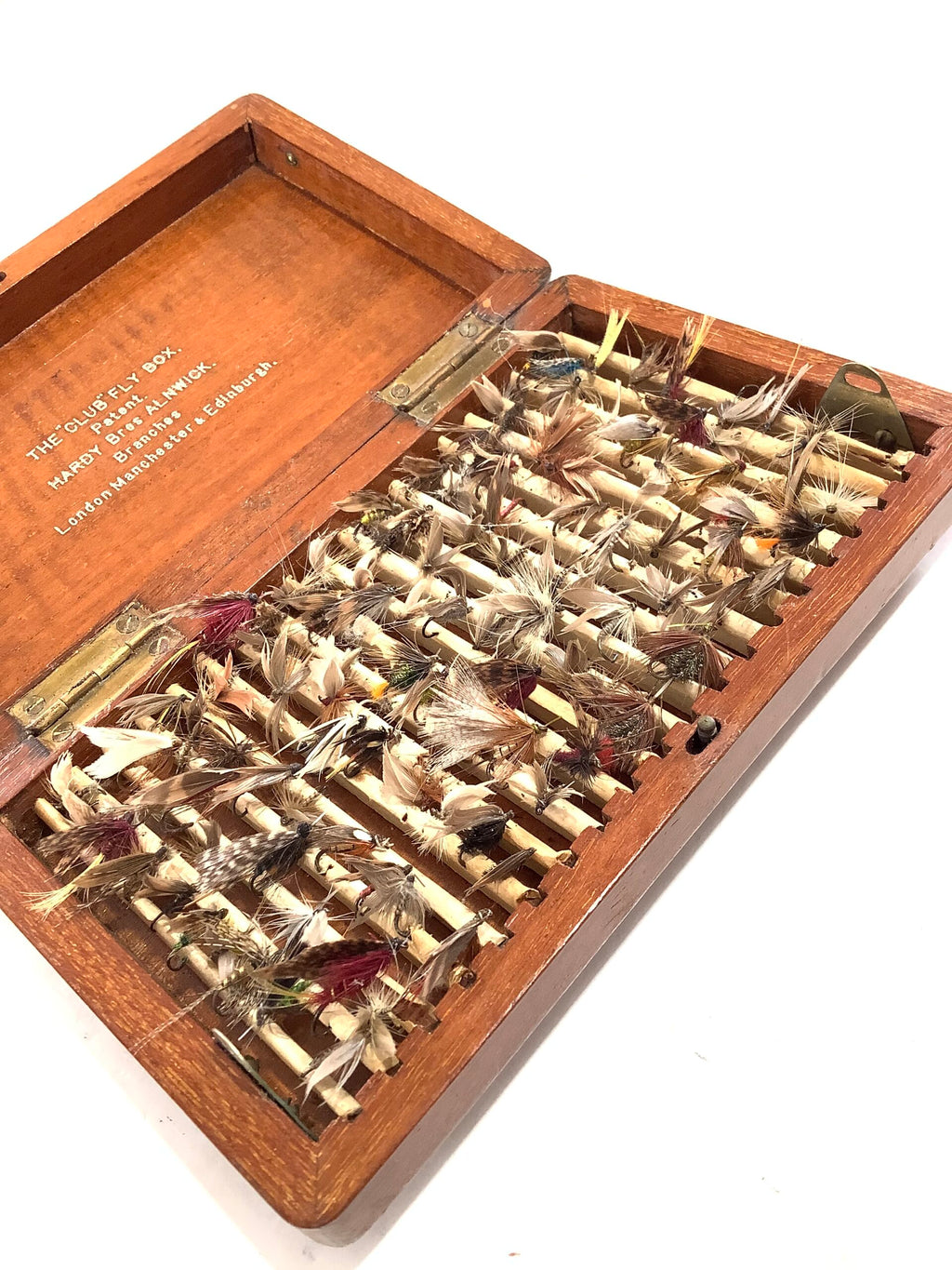 Rare Antique circa 1910 HARDY Bros “ SMALL CLUB “ Satin Mahogany Fly Box